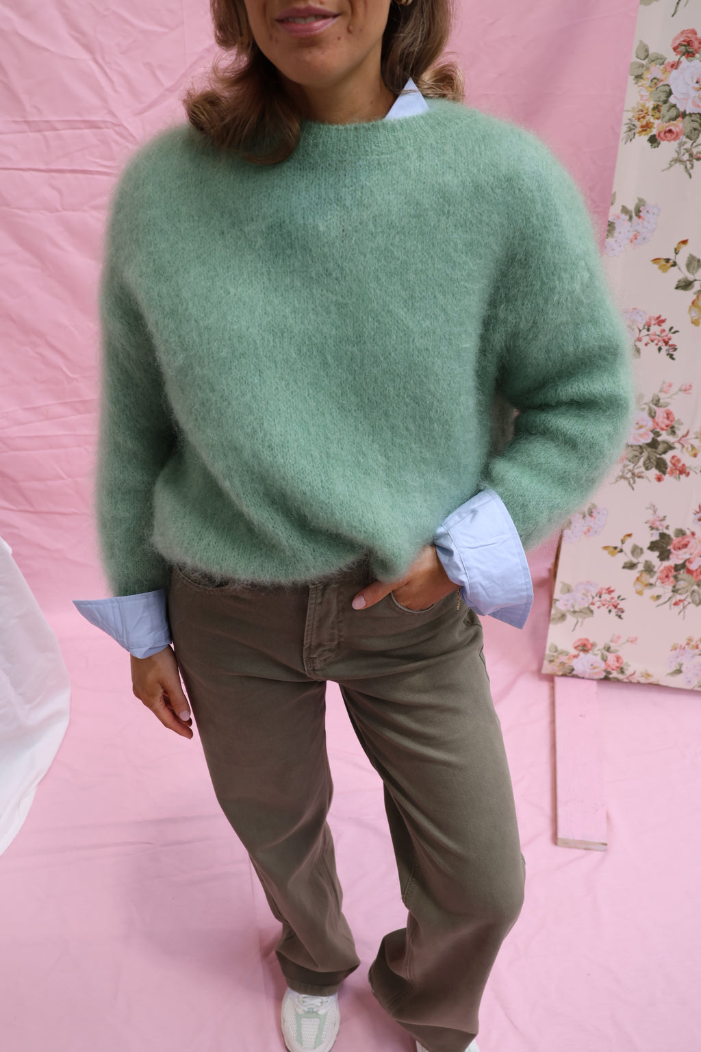 Antonia mohair knit soft green