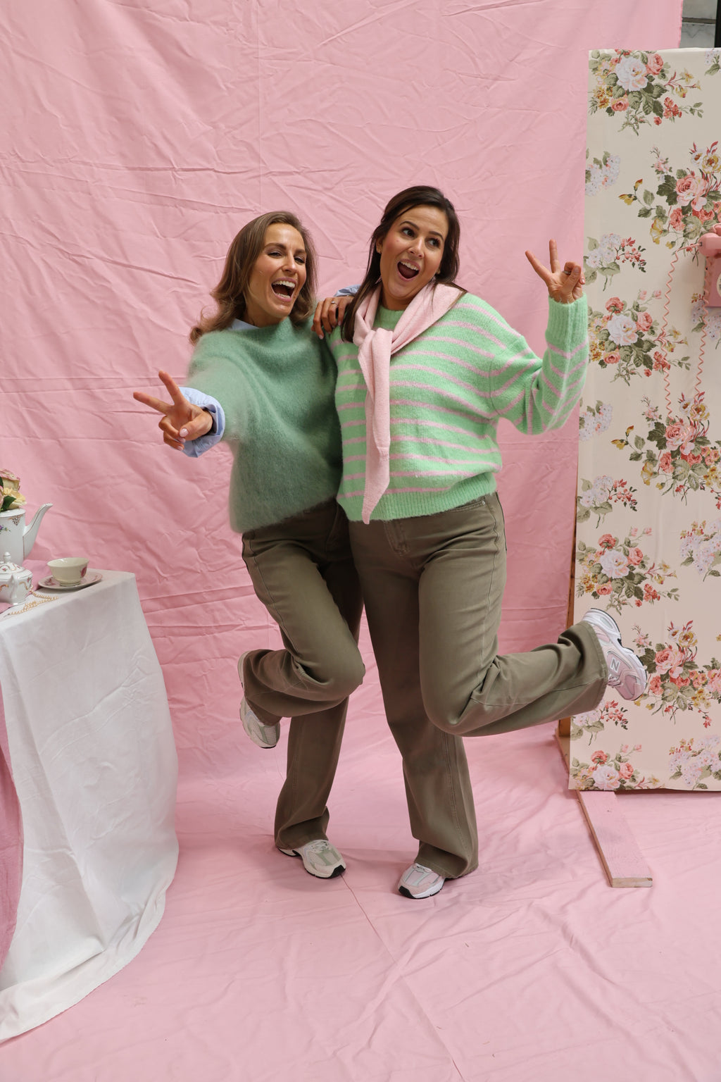 Alfie striped knit roze/groen