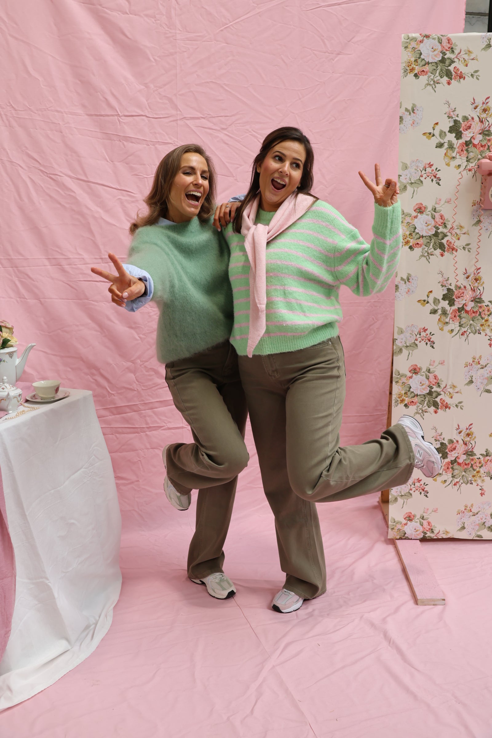 Alfie striped knit roze/groen