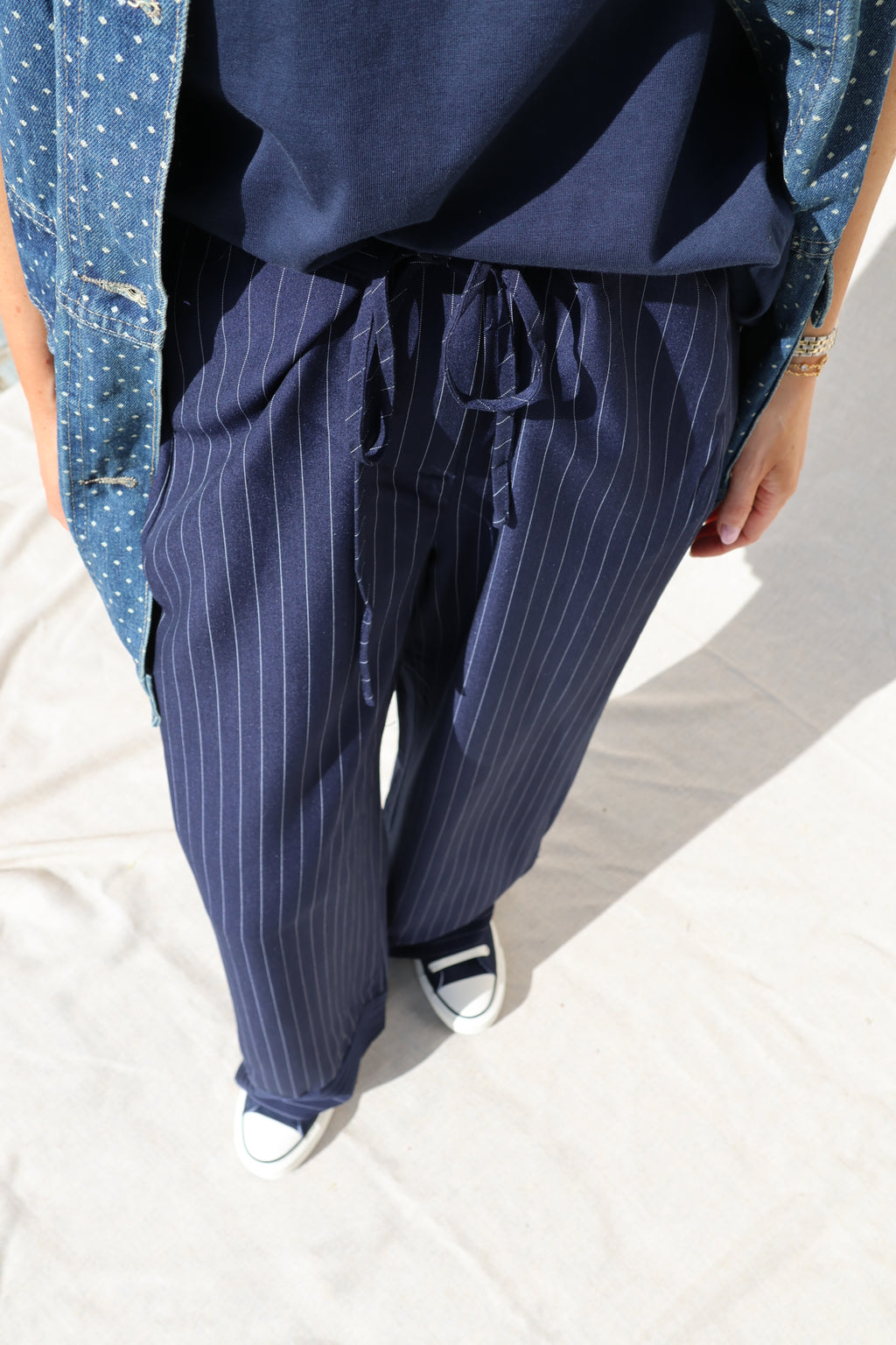 Clara pantalon met krijtstreep marine