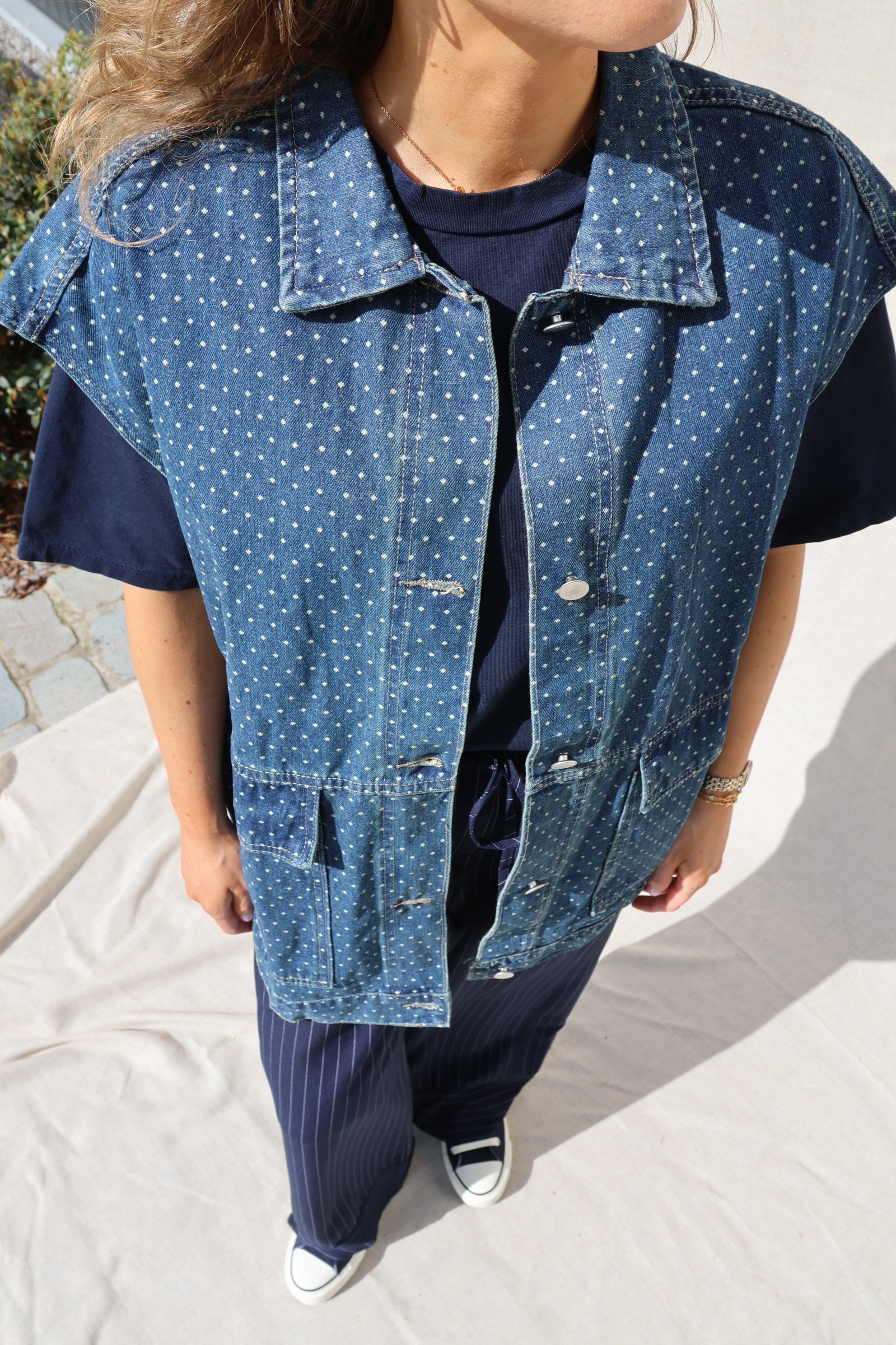 Noa polkadot jeans vest