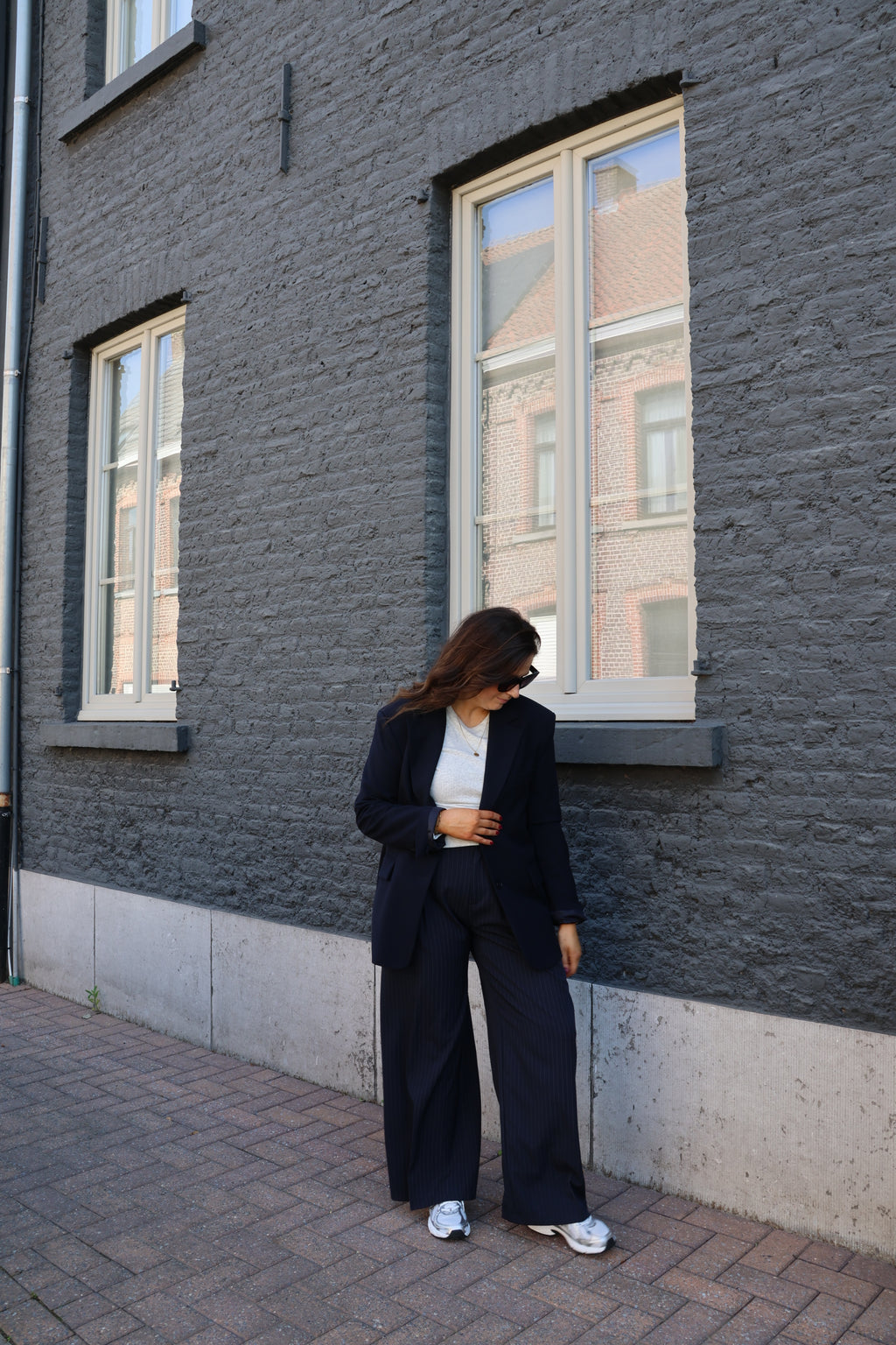 Lune pantalon met detail marine