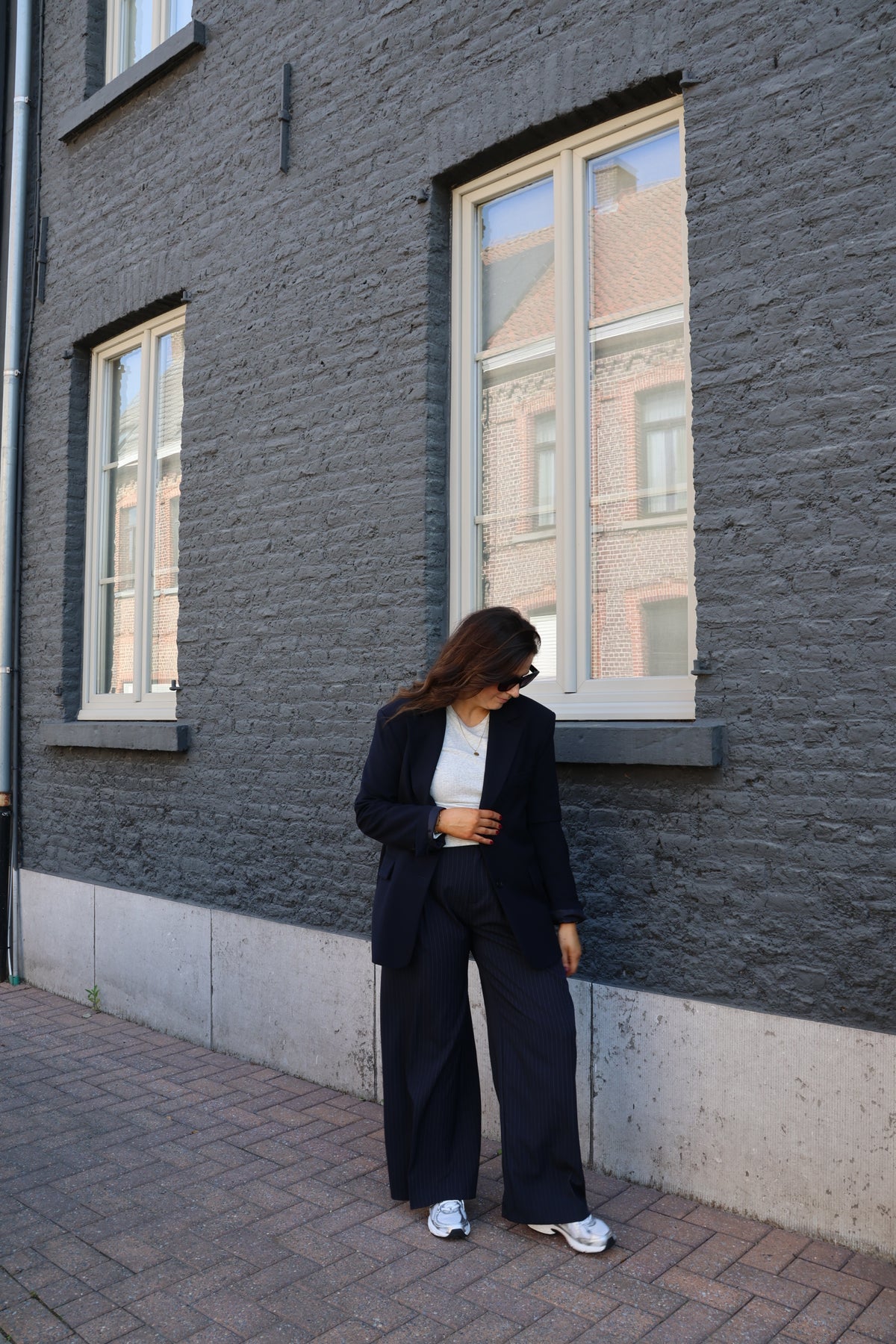 Lune pantalon met detail marine