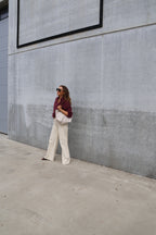 Lilly wide leg jeans met detail beige