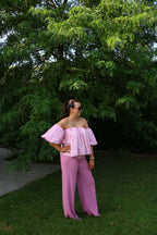 Lea off shoulder blouse roze