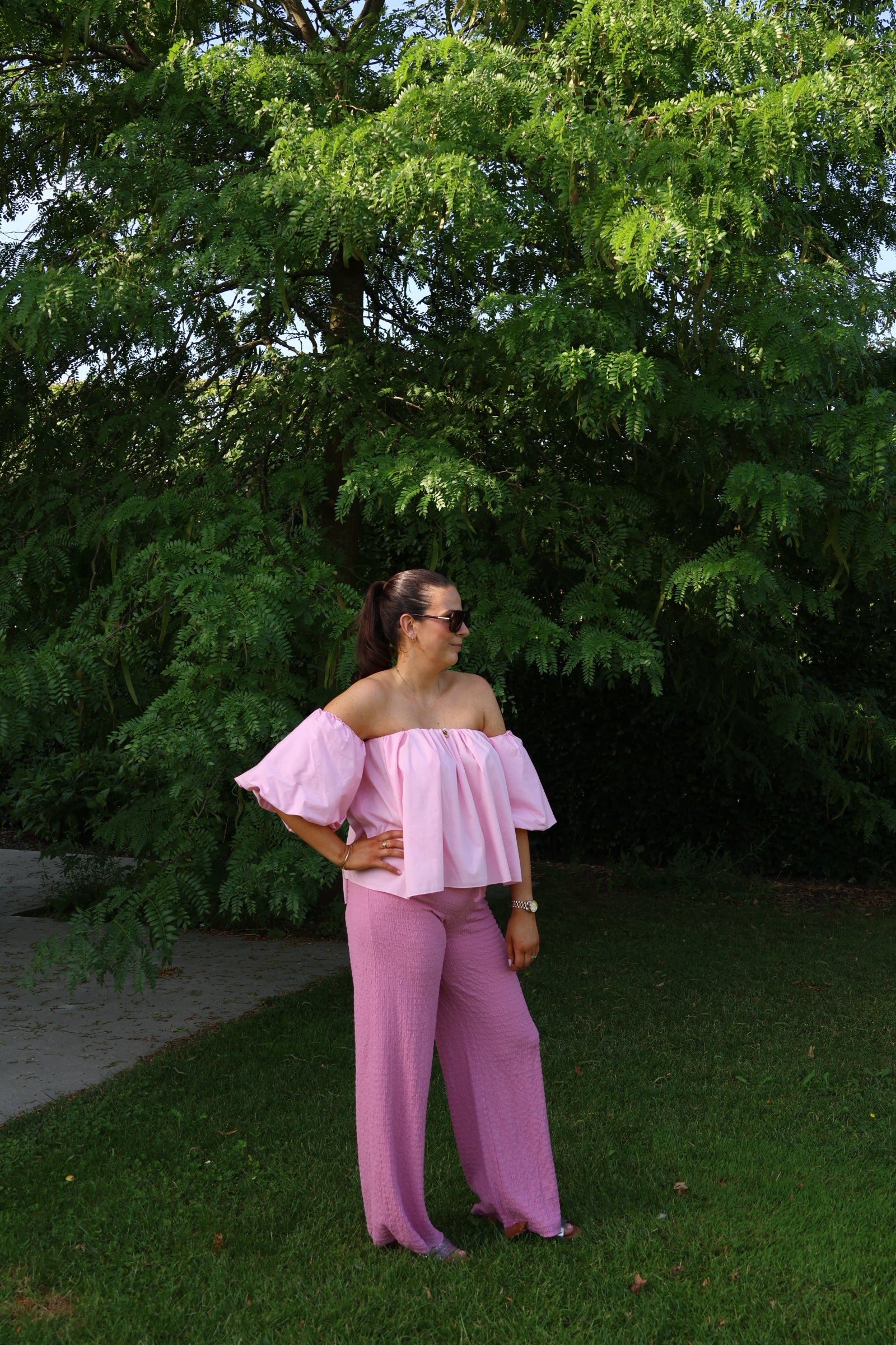 Lea off shoulder blouse roze