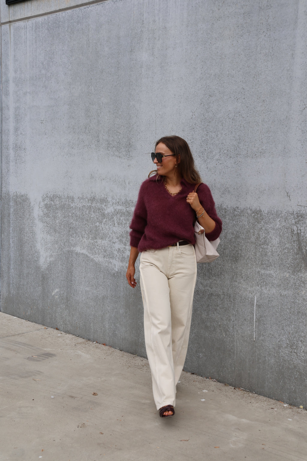 Leonce mohair polo aubergine