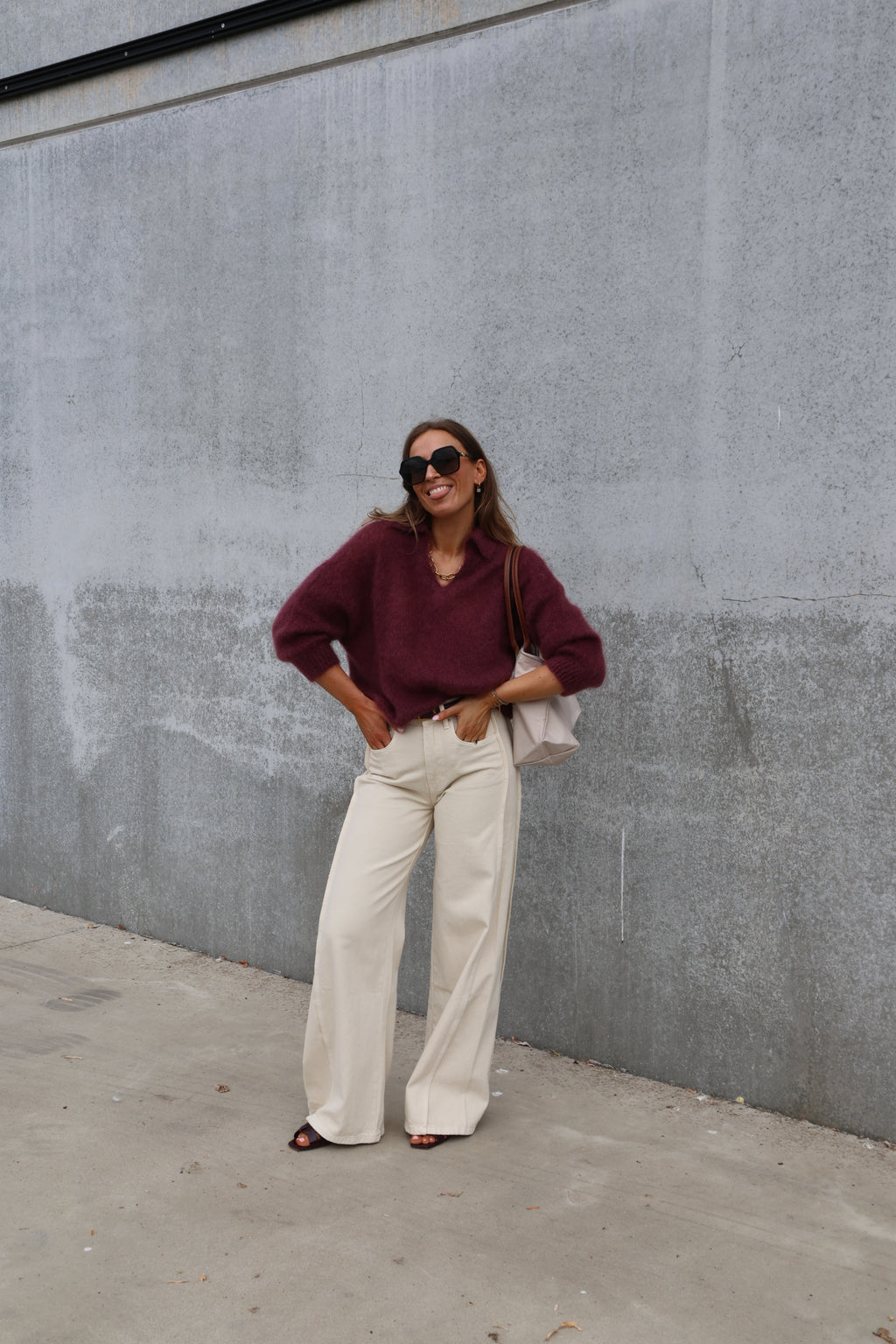 Leonce mohair polo aubergine