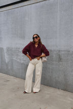Leonce mohair polo aubergine