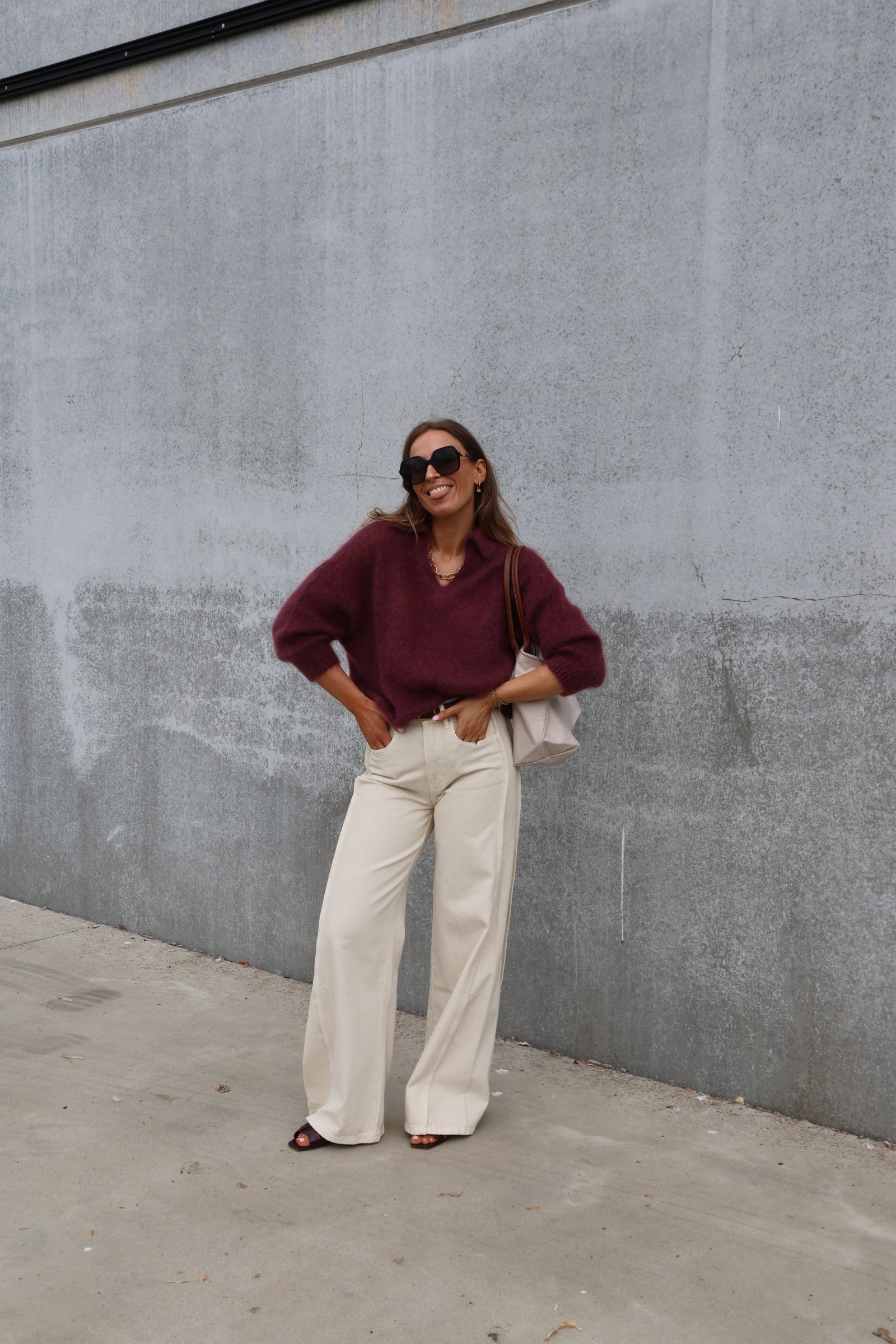 Leonce mohair polo aubergine