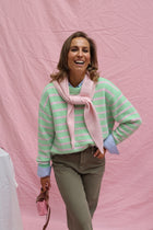 Alfie striped knit roze/groen