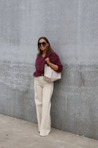 Lilly wide leg jeans met detail beige