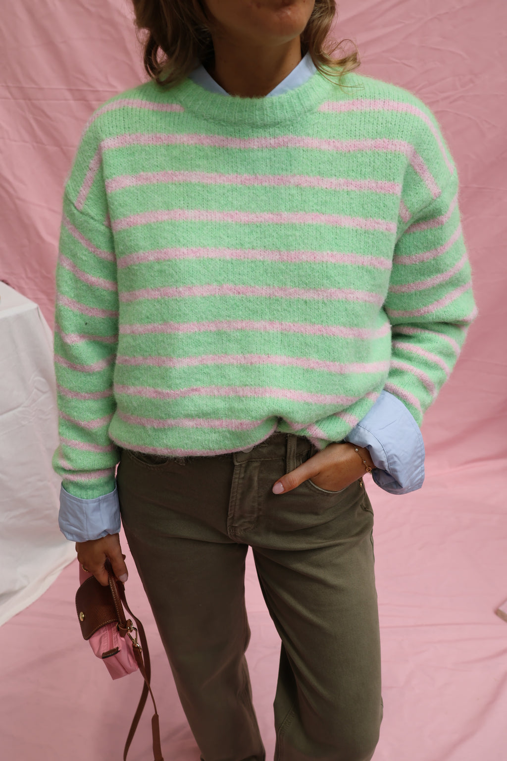 Alfie striped knit roze/groen
