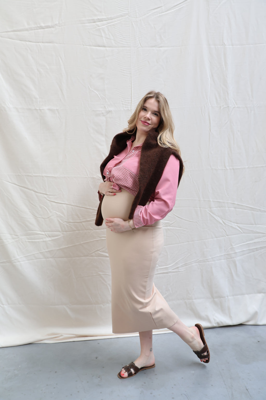 Nina split rok beige