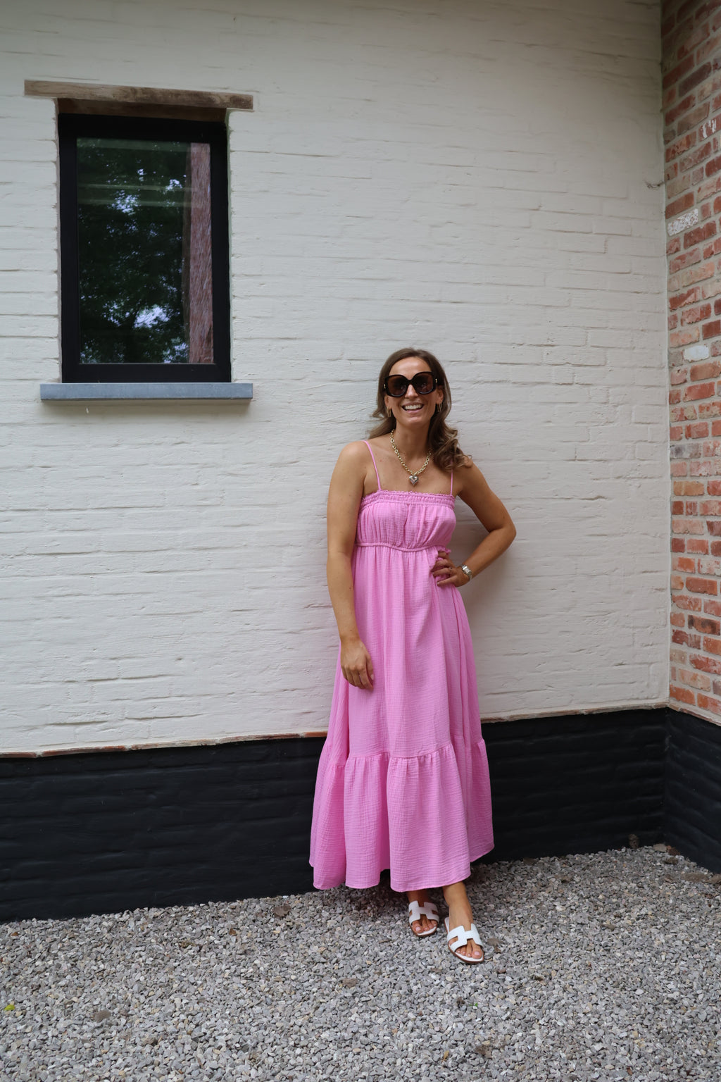 Anaïs lange jurk roze