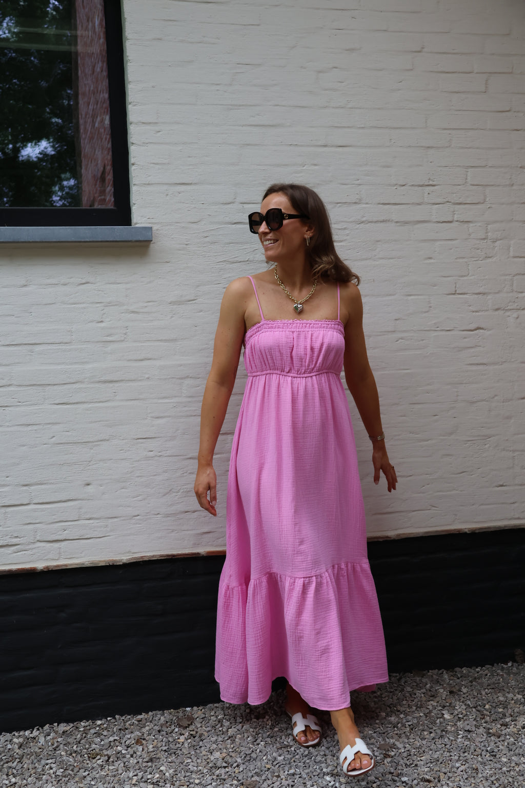 Anaïs lange jurk roze