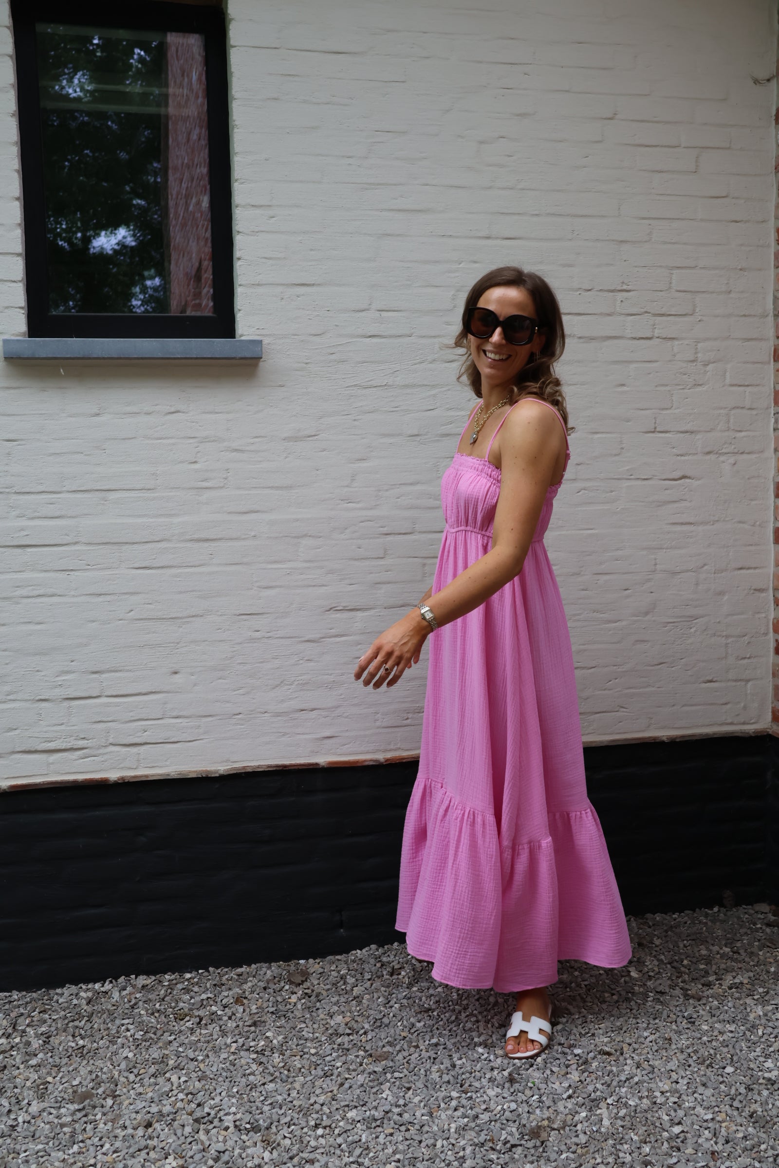 Anaïs lange jurk roze