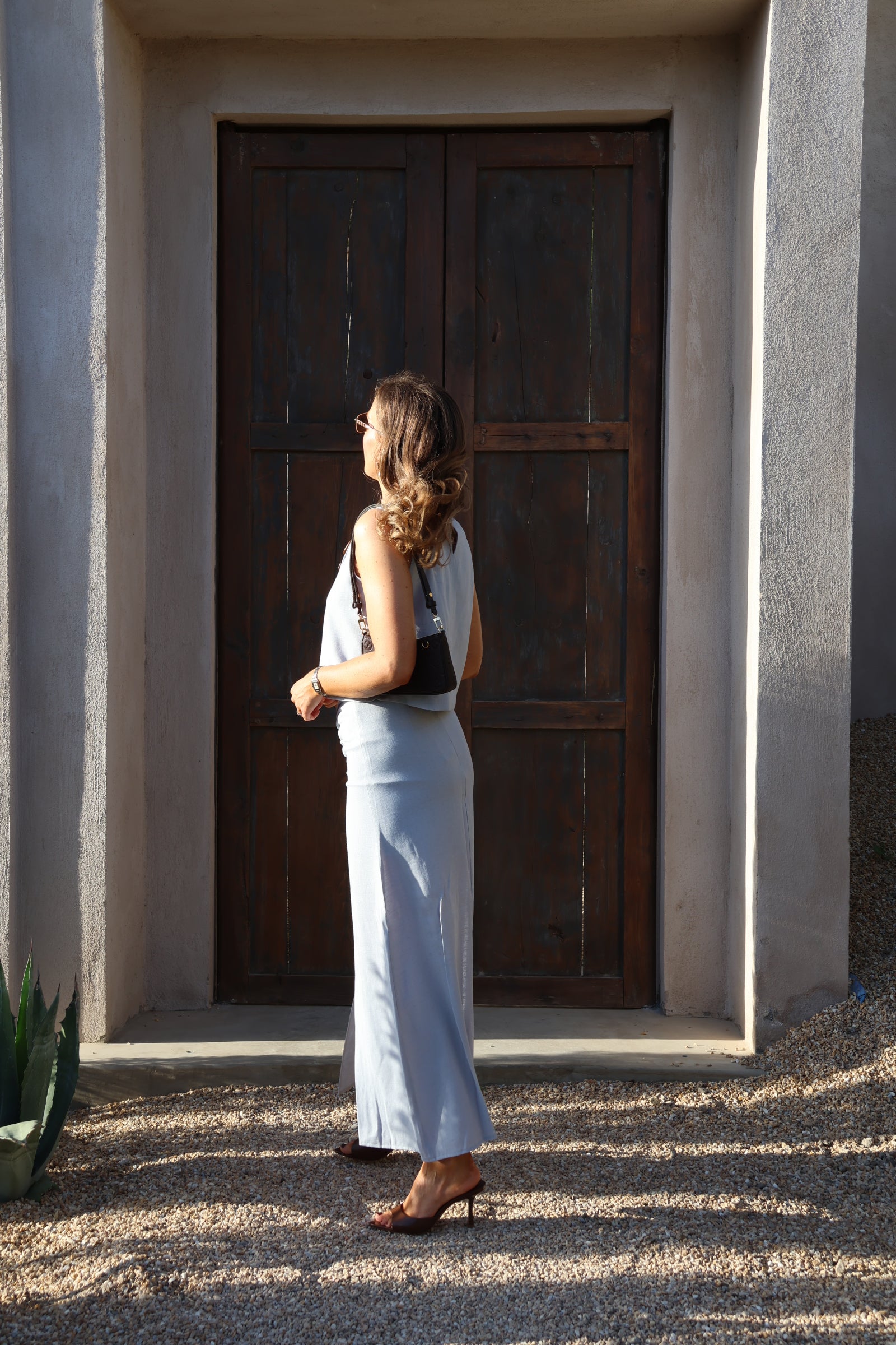 Aurelie linnen rok lichtblauw