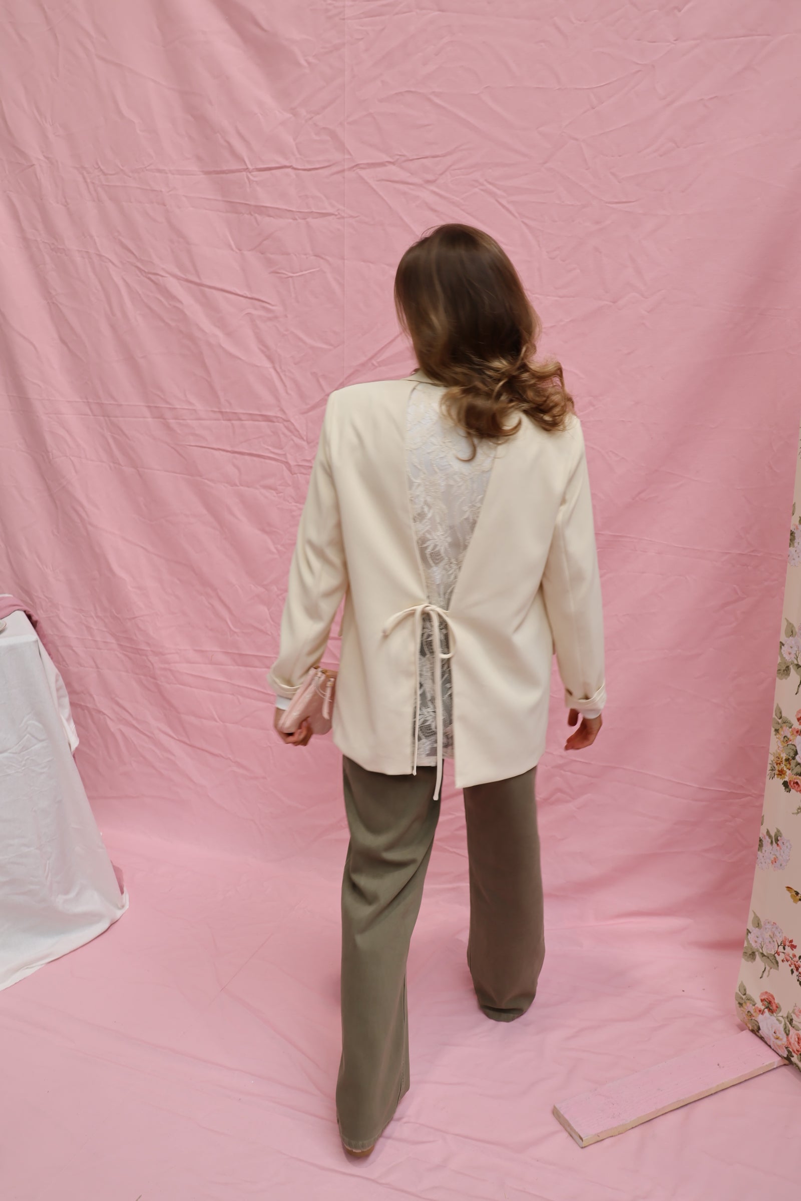 Eloise lace blazer cream