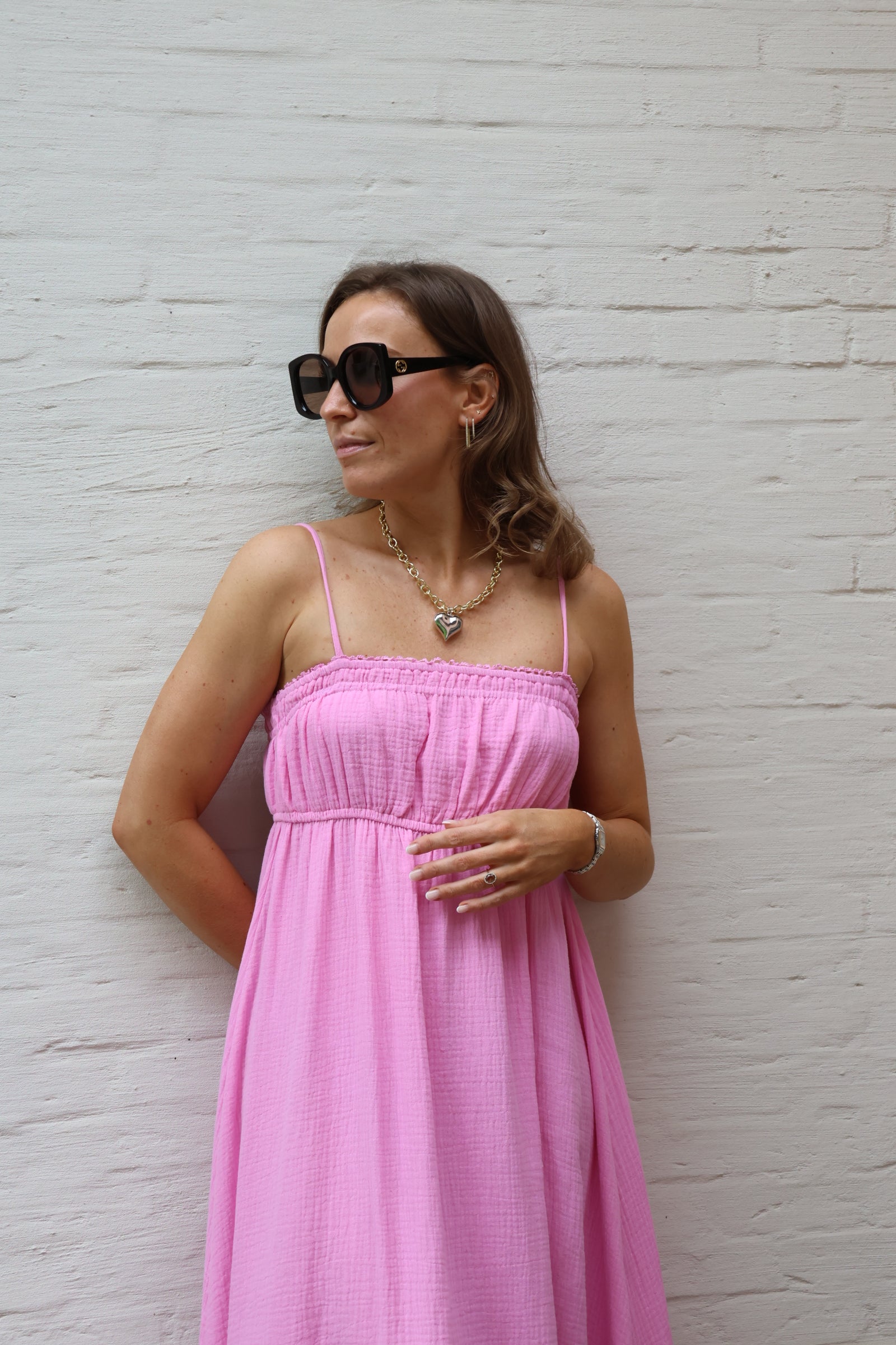 Anaïs lange jurk roze