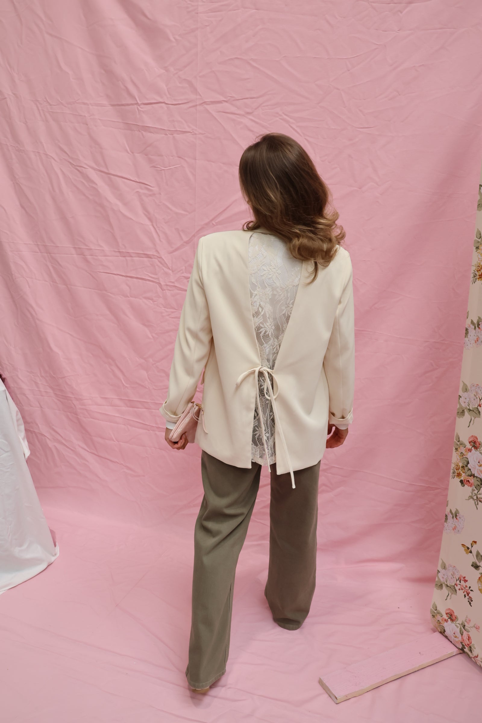 Eloise lace blazer cream