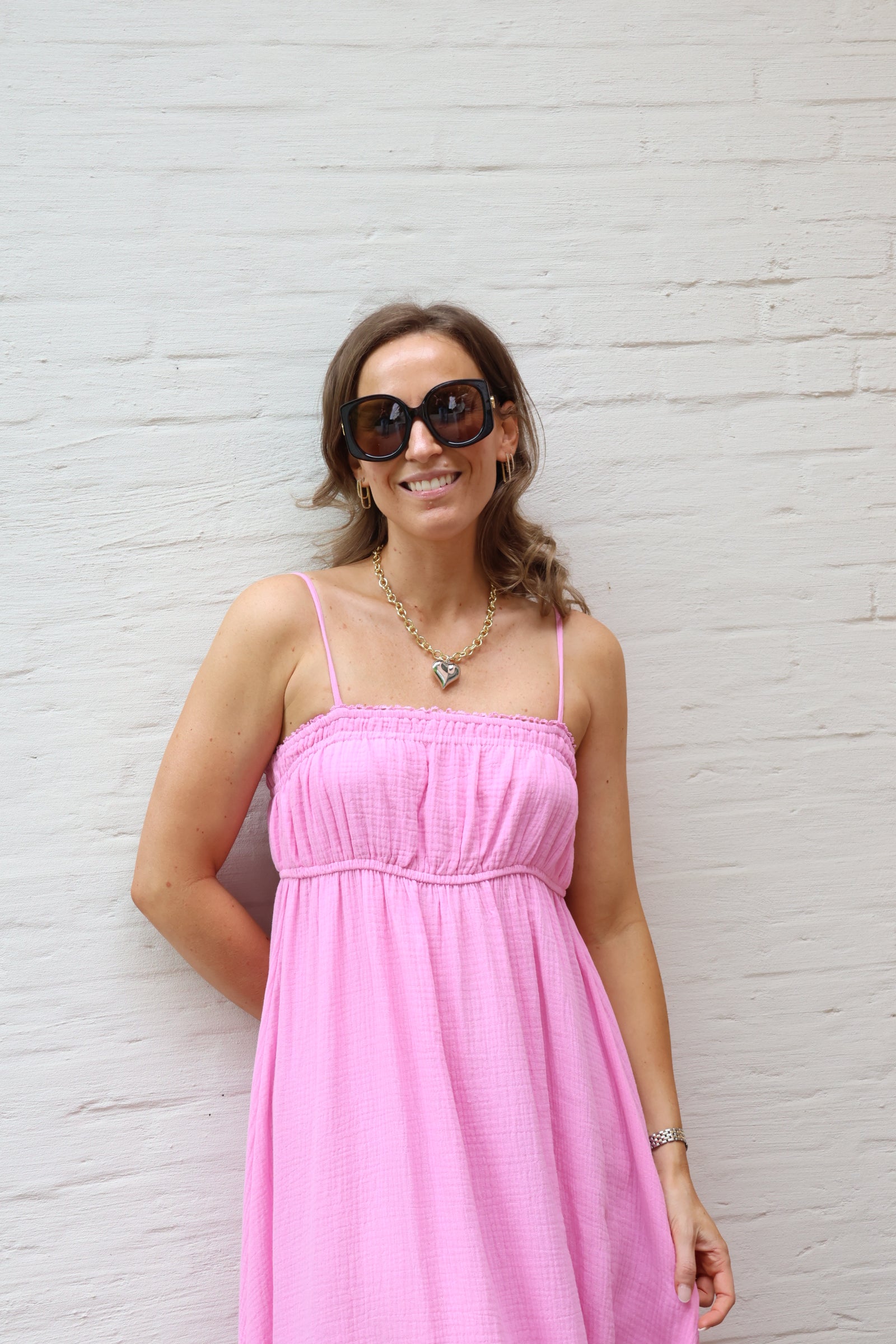Anaïs lange jurk roze