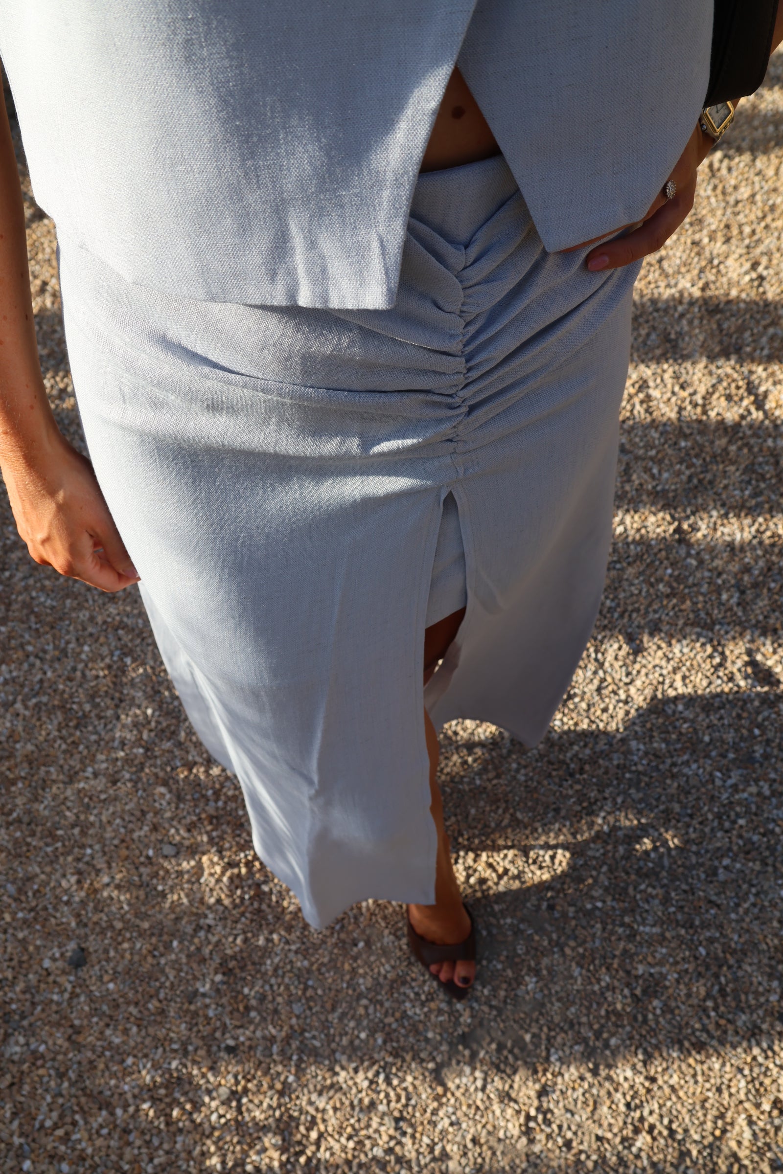 Aurelie linnen rok lichtblauw