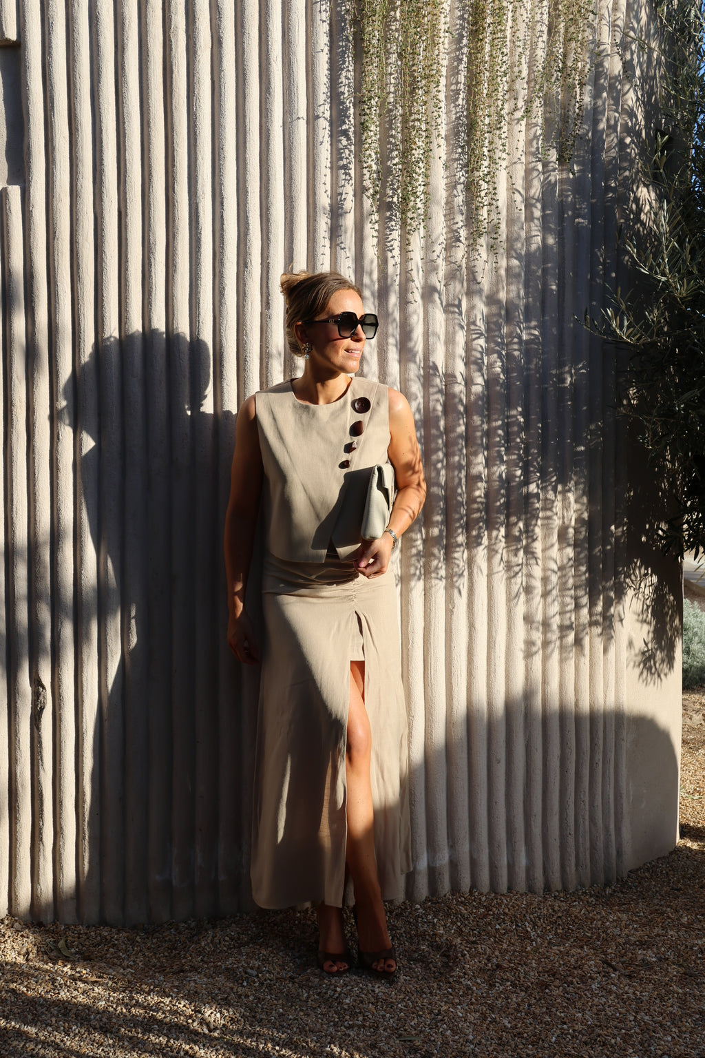 Aurelie linnen top beige