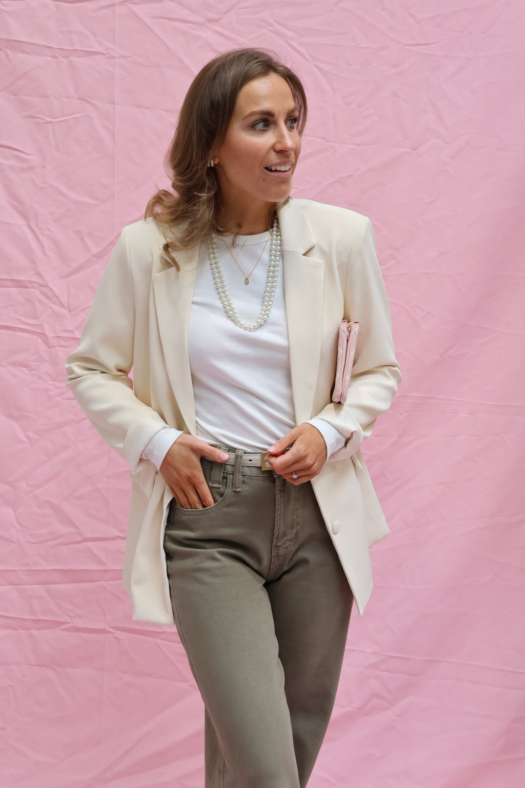 Eloise lace blazer cream