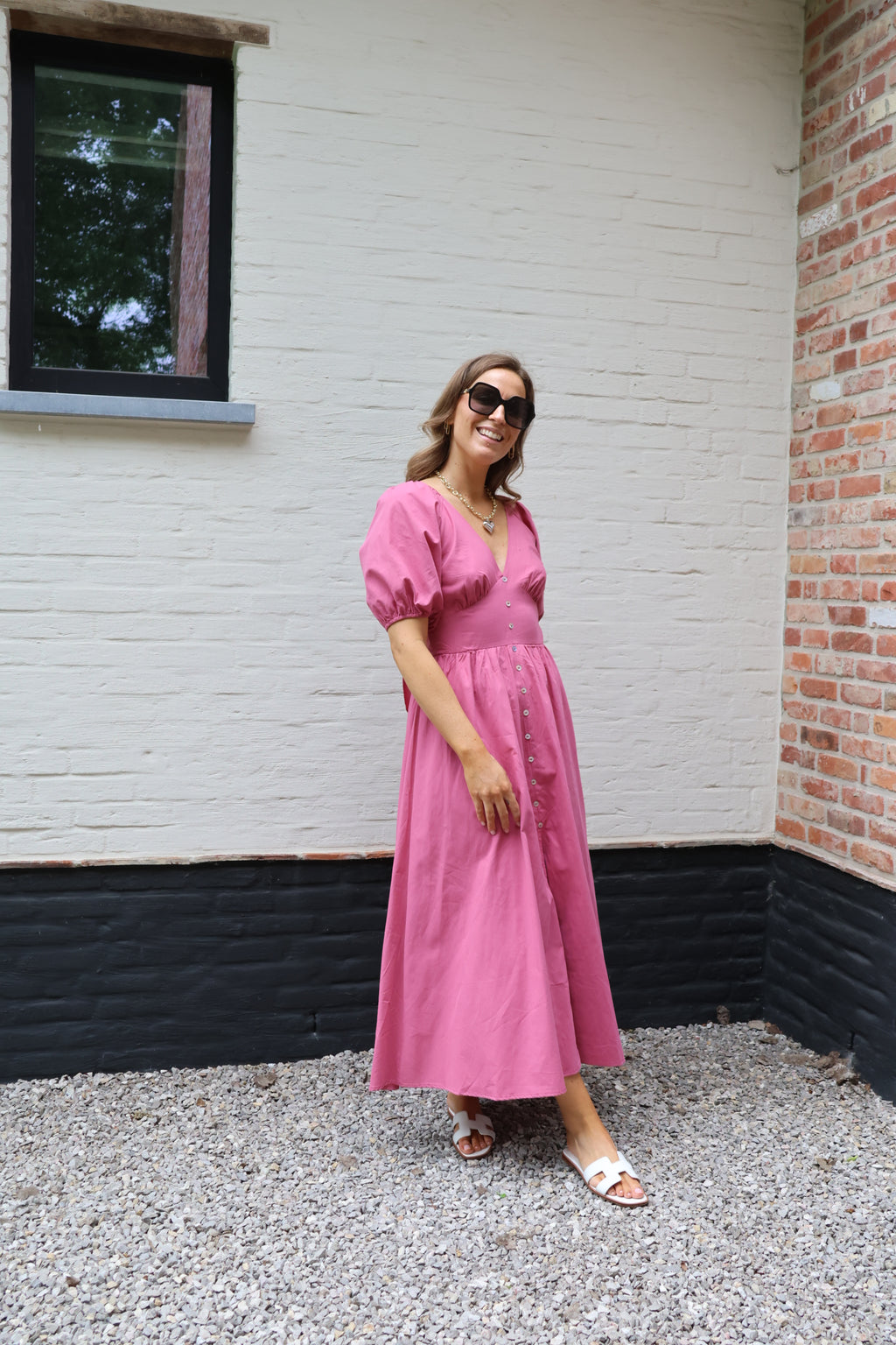 Alma maxi jurk met strik oudroze