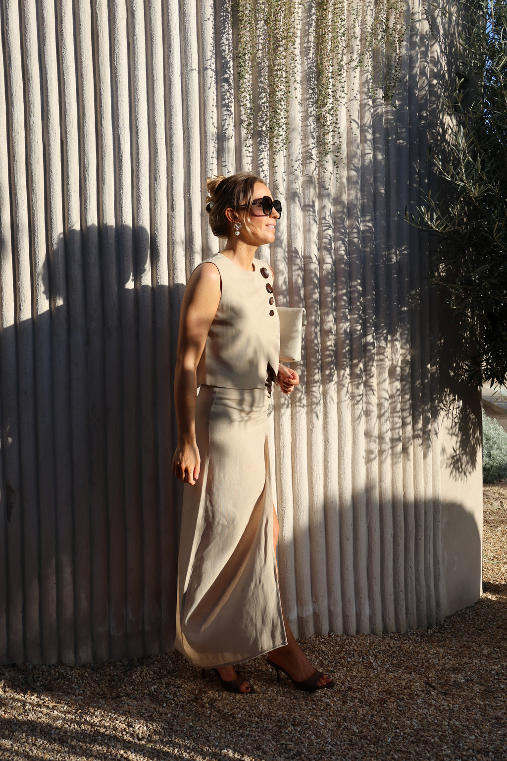 Aurelie linnen rok beige