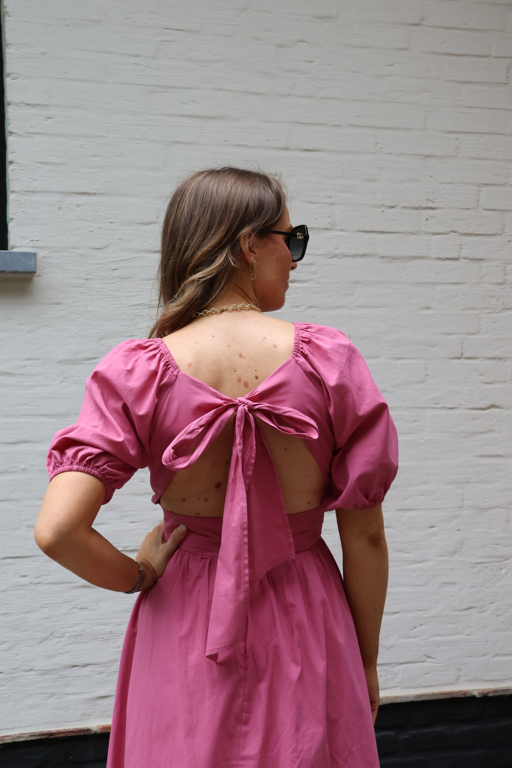 Alma maxi jurk met strik oudroze