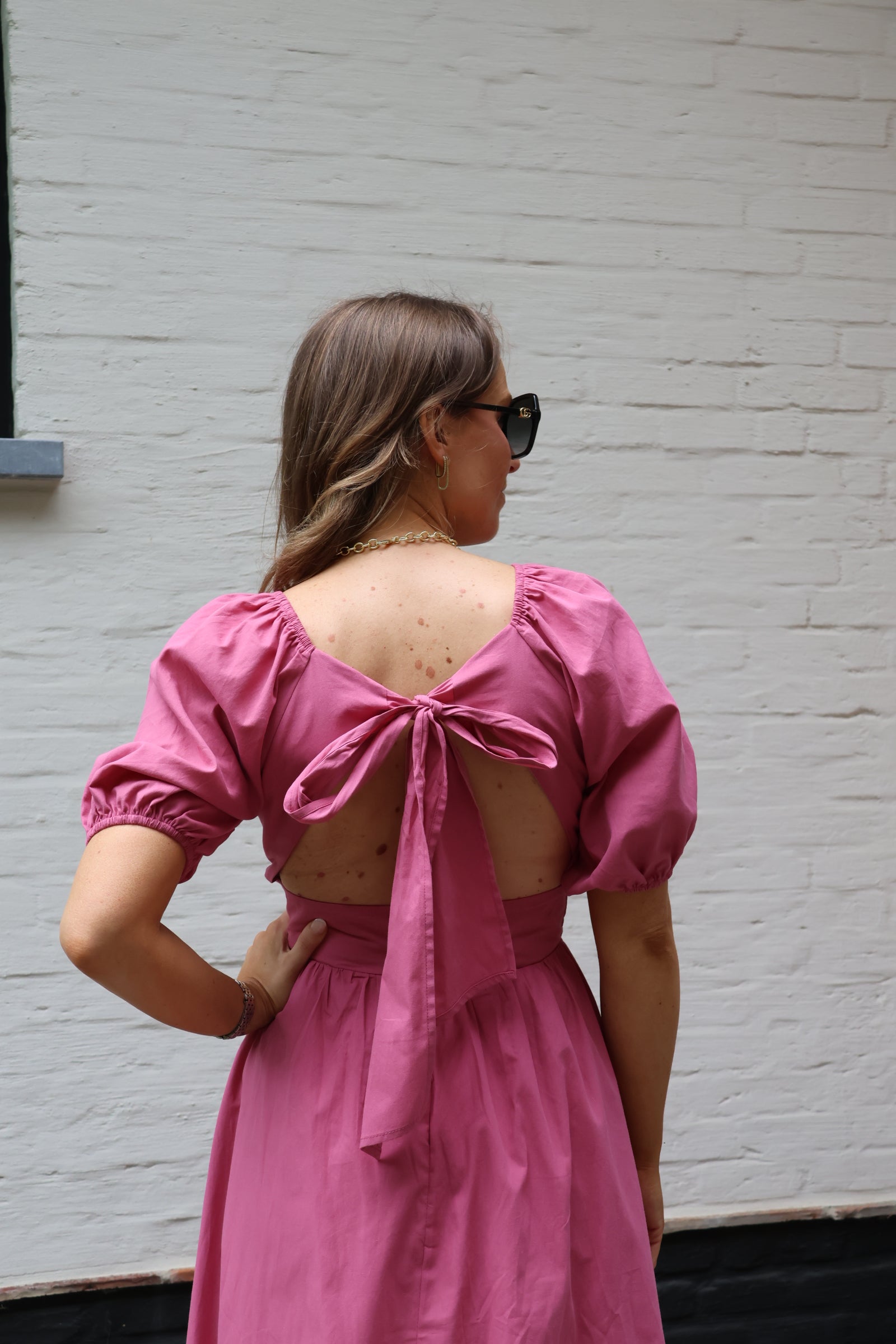 Alma maxi jurk met strik oudroze