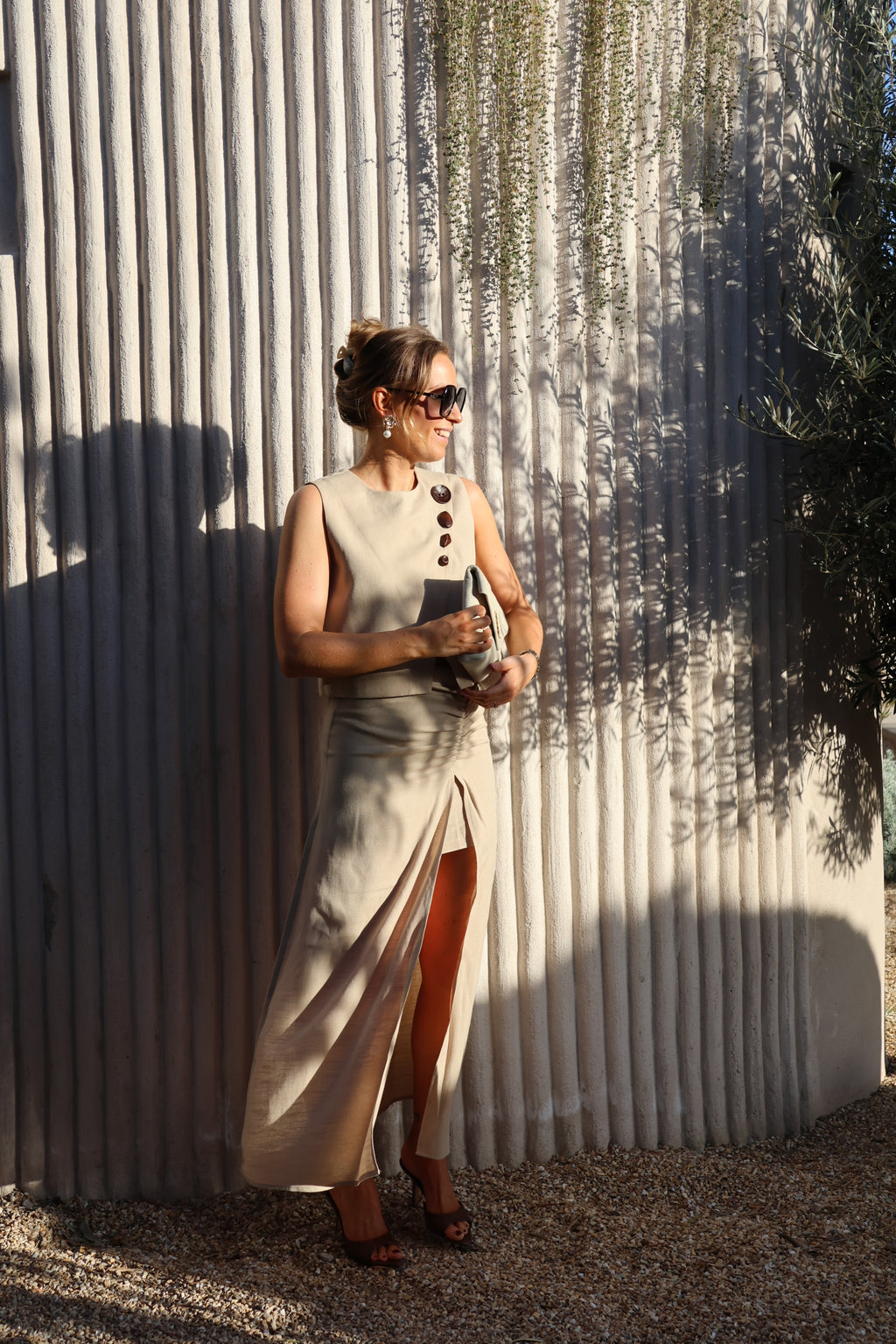 Aurelie linnen top beige