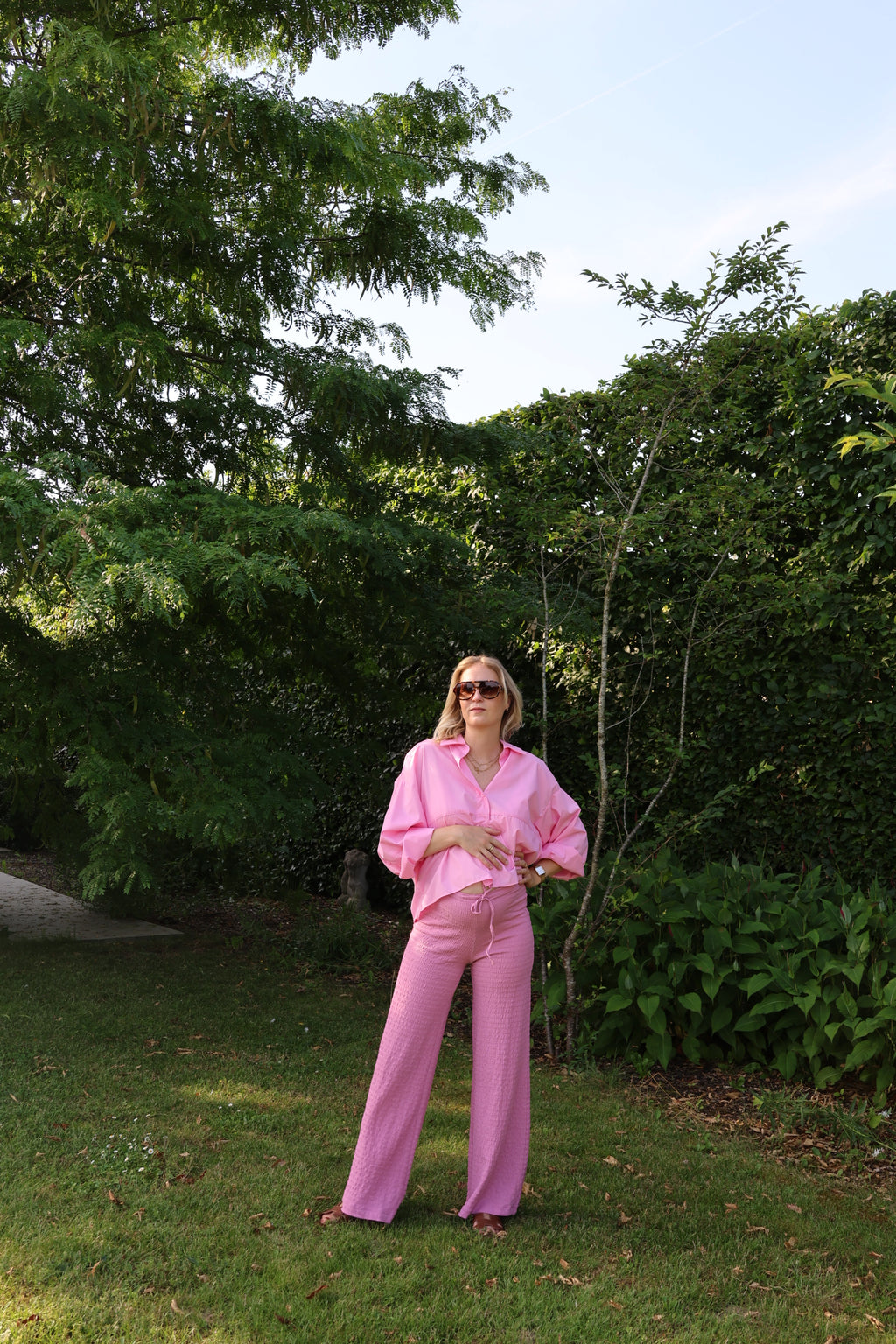 Fien pantalon met structuur roze