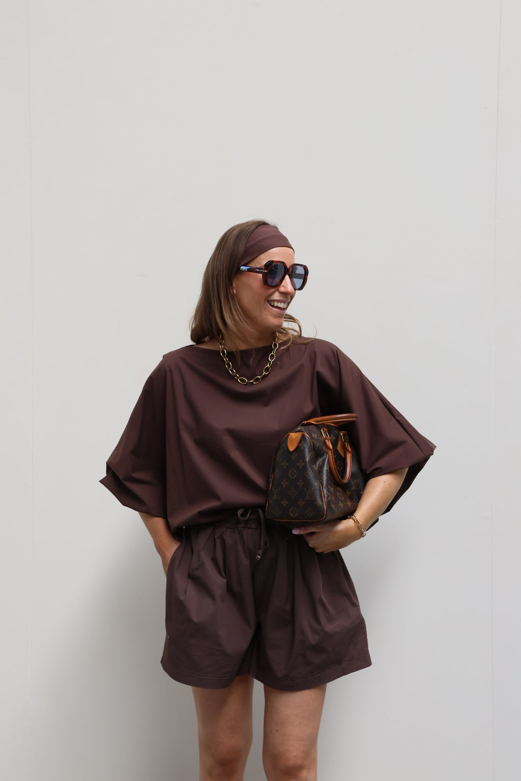 Vive blouse met wijde mouwen bruin