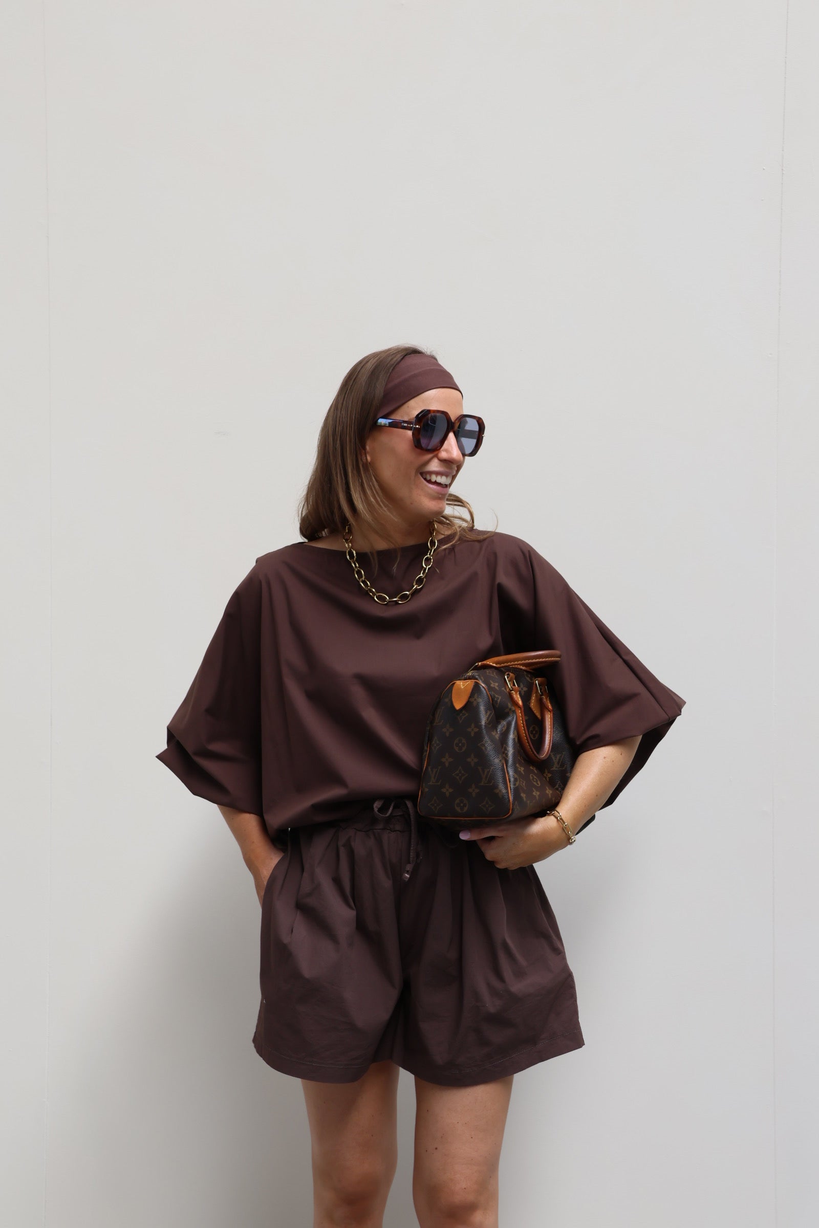 Vive blouse met wijde mouwen bruin