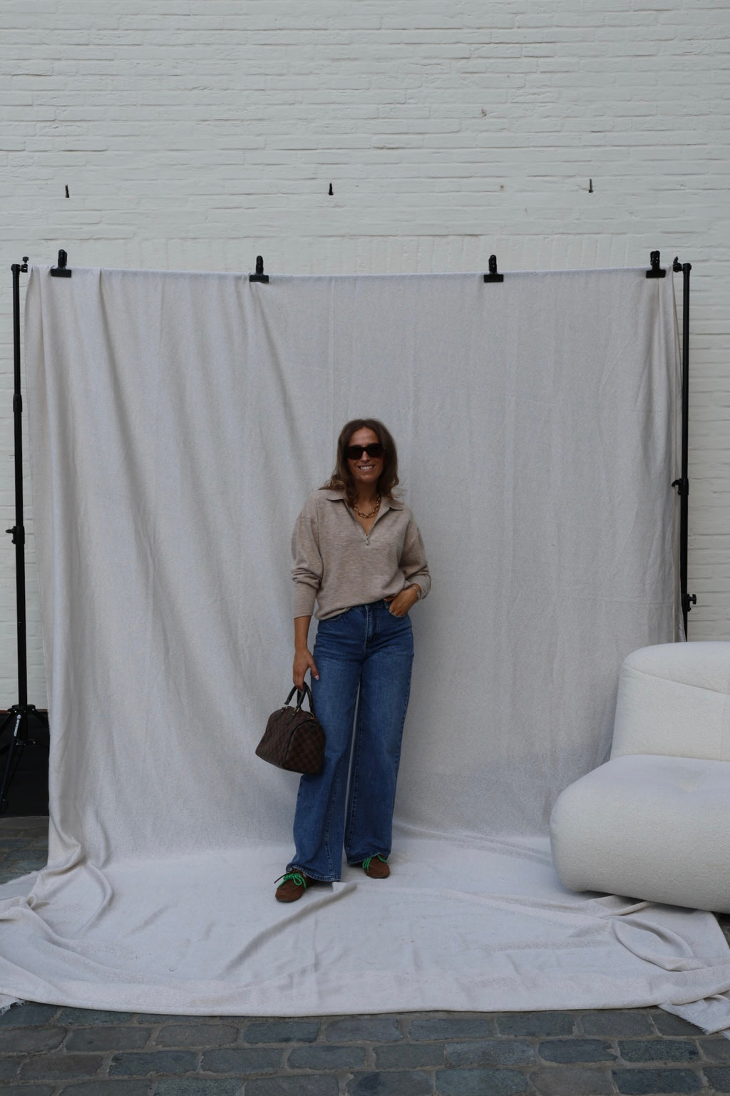 Alix trui met rits beige