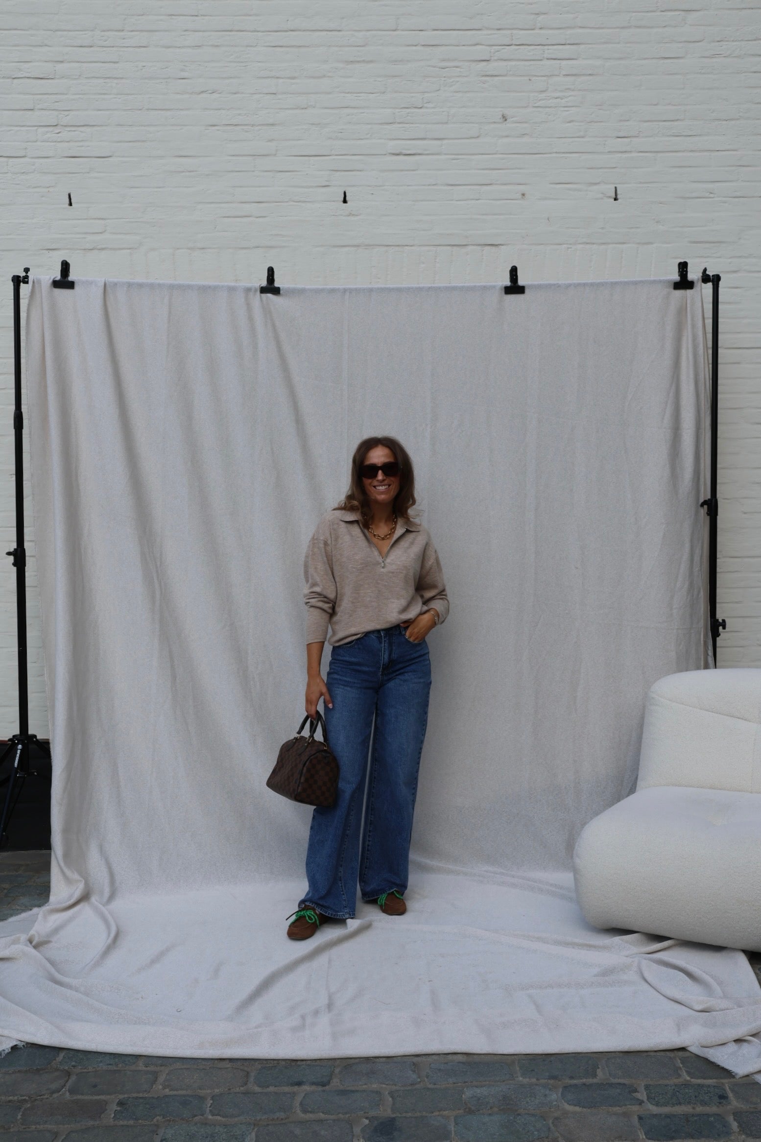 Alix trui met rits beige