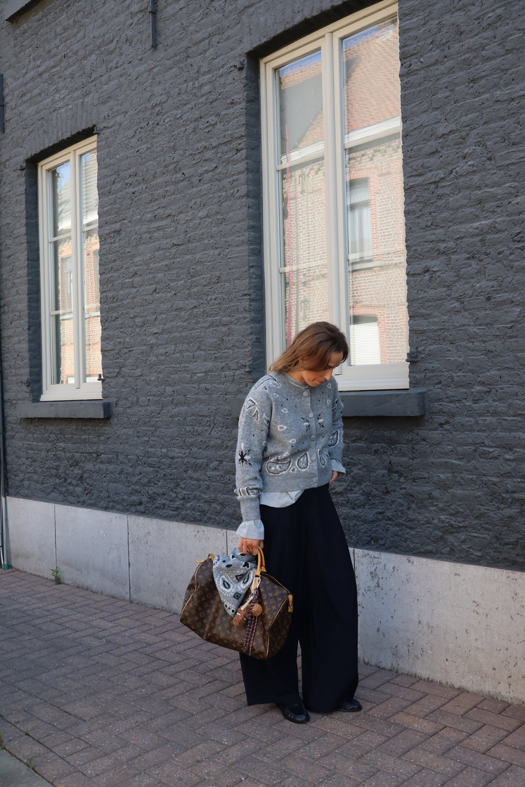 Paisley print sjaaltje grijs