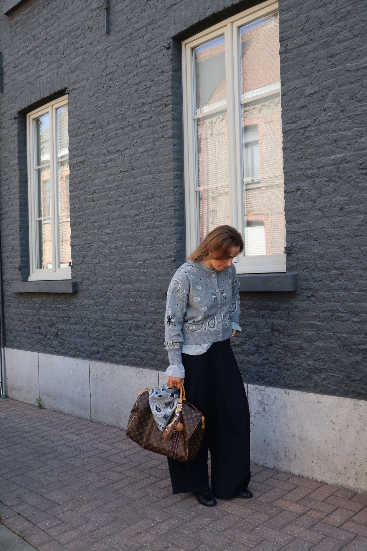 Paisley print sjaaltje grijs