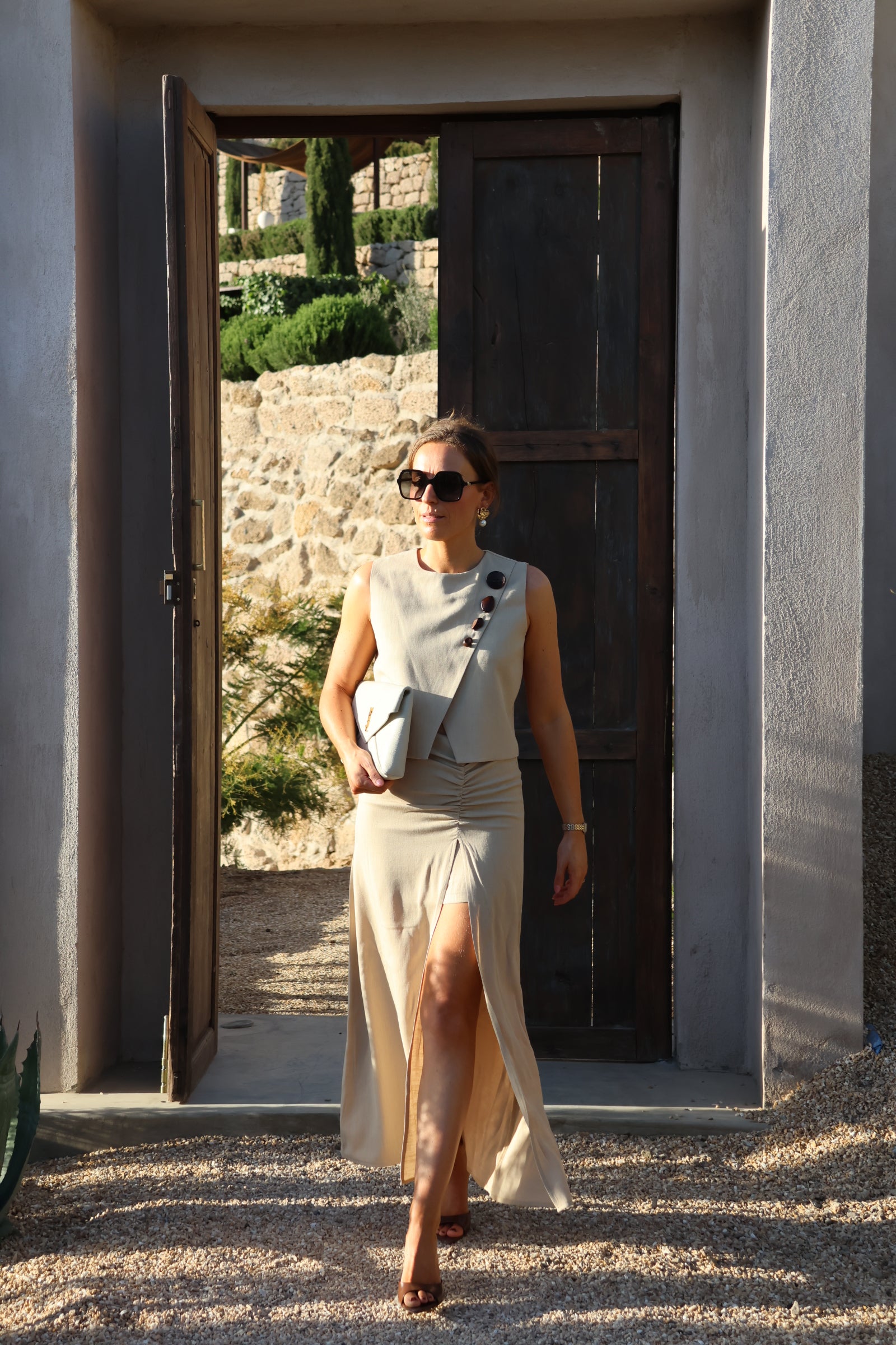 Aurelie linnen rok beige