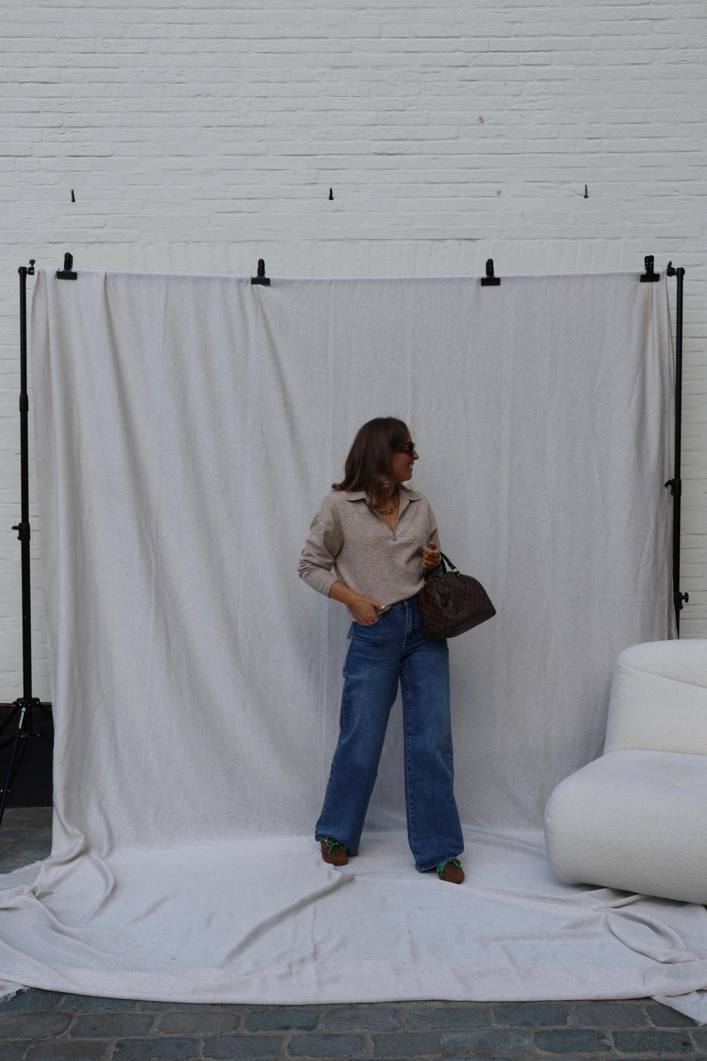 Alix trui met rits beige