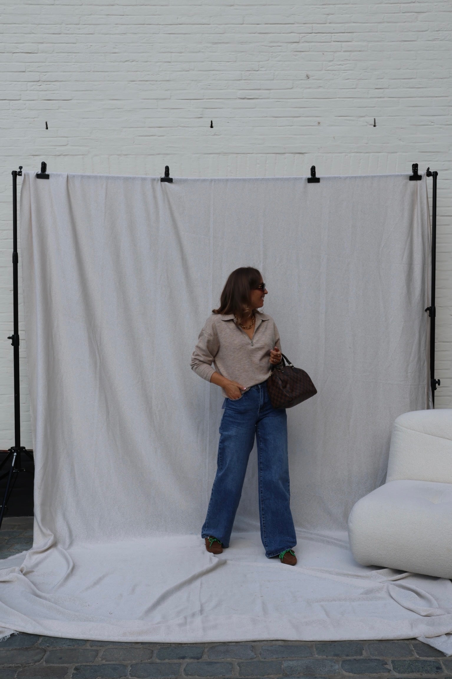Alix trui met rits beige
