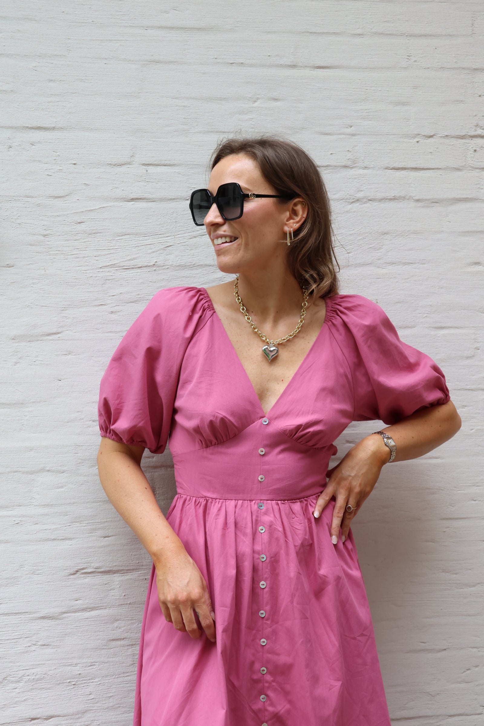 Alma maxi jurk met strik oudroze