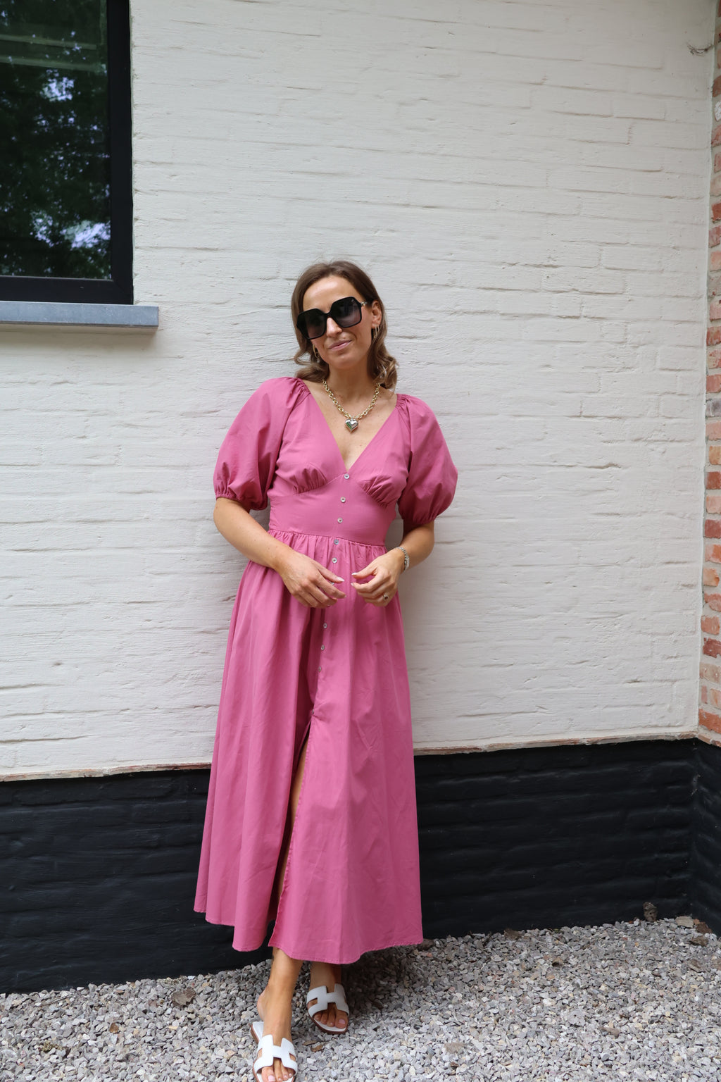 Alma maxi jurk met strik oudroze