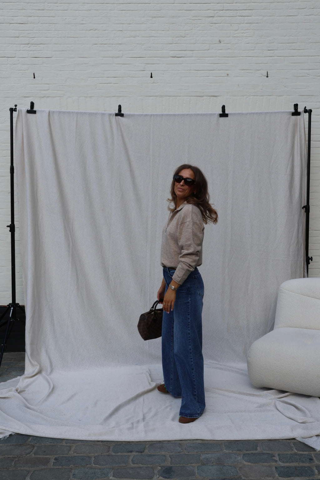 Alix trui met rits beige