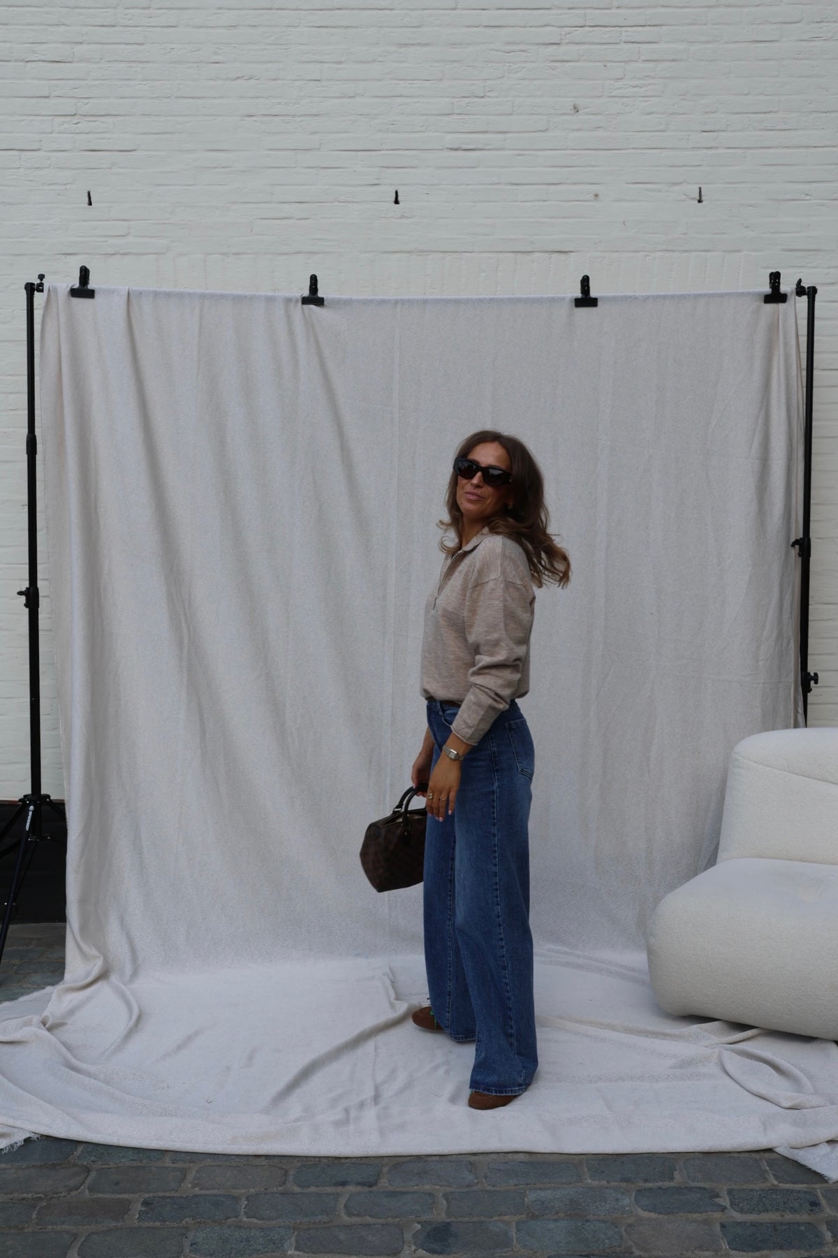 Alix trui met rits beige