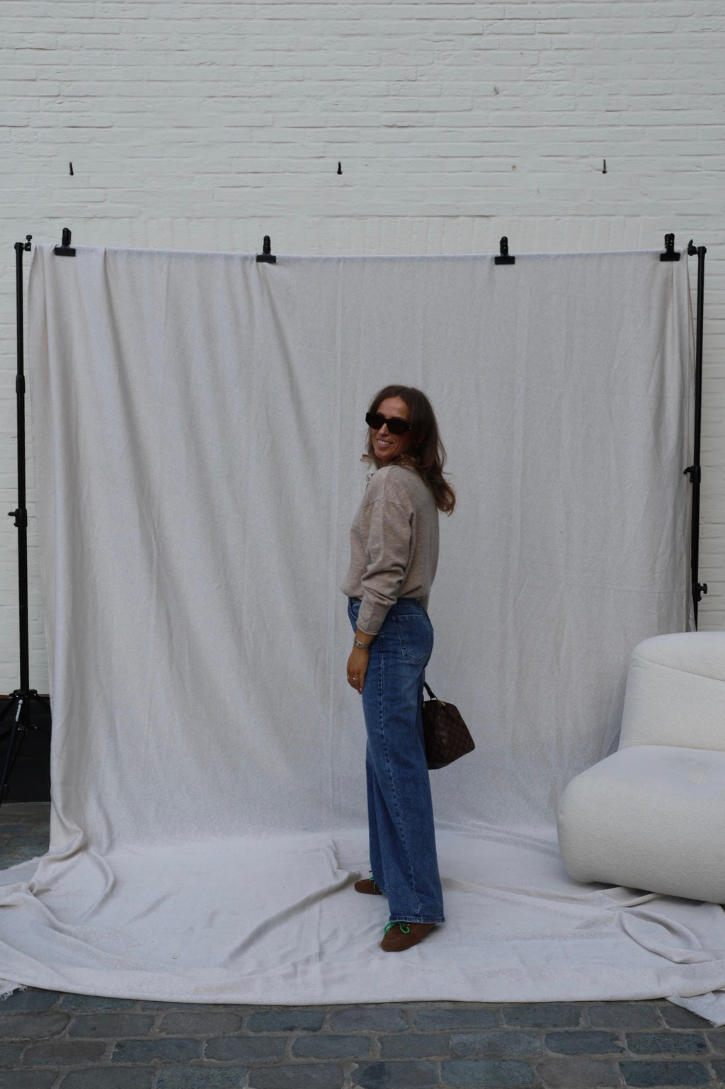 Alix trui met rits beige