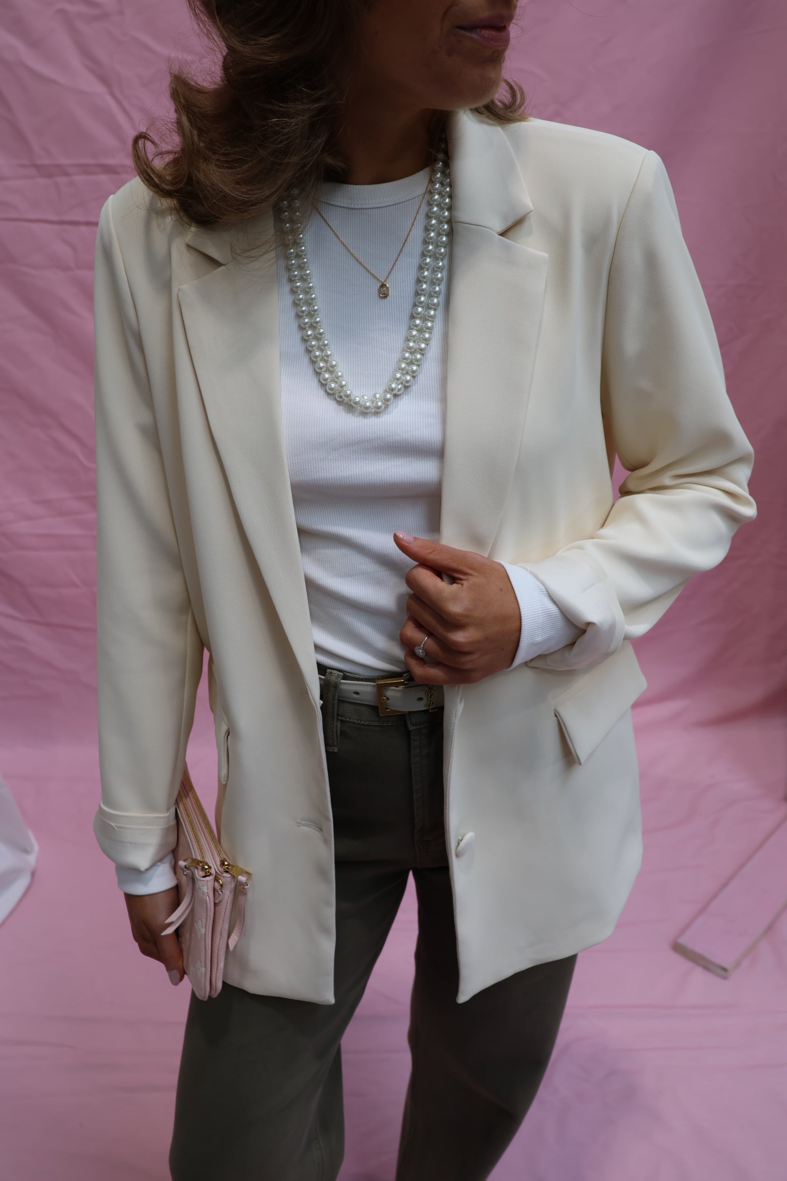 Eloise lace blazer cream